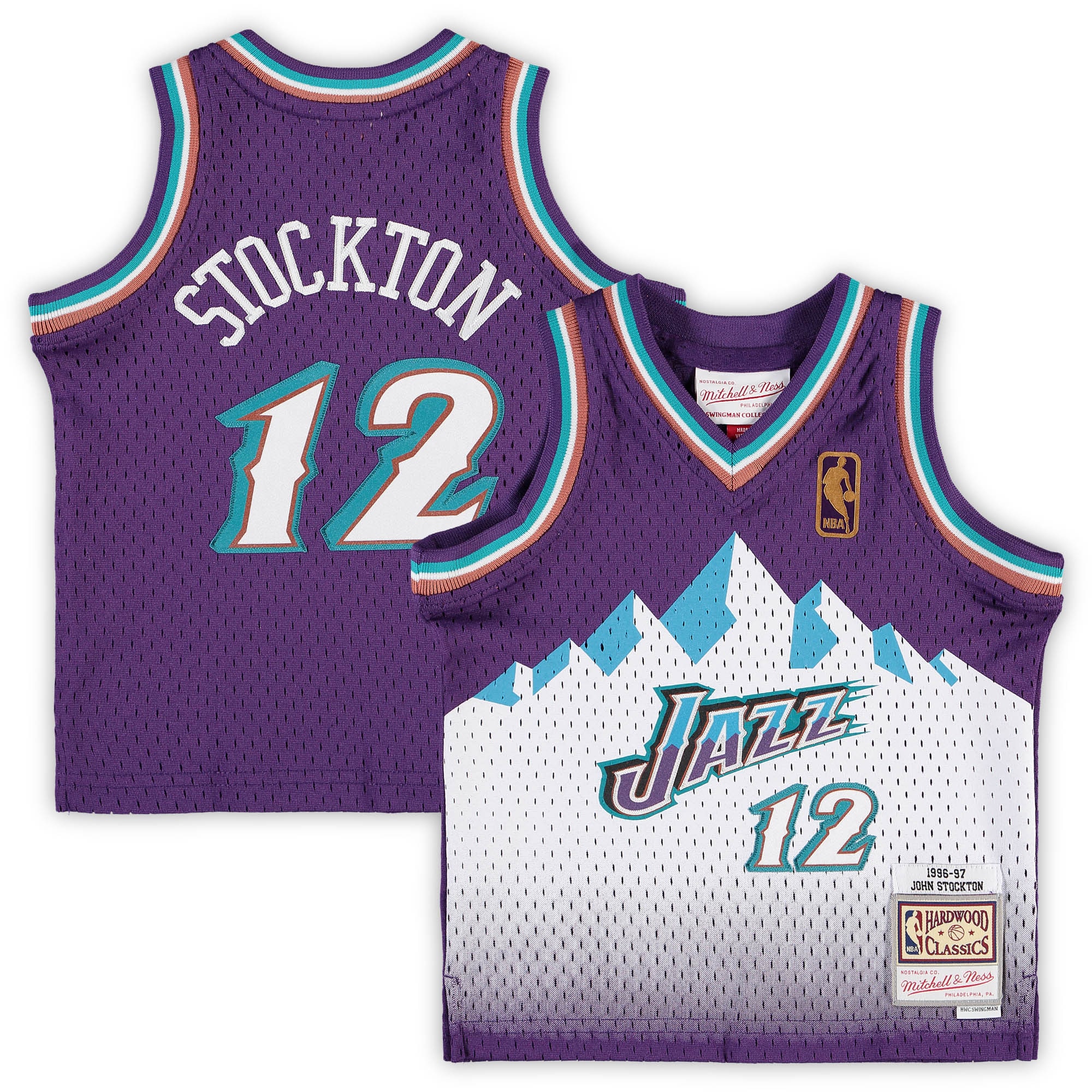 John Stockton Utah Jazz Mitchell & Ness Infant 1996/97 Hardwood Classics Retired Player Jersey - Purple - vstockx