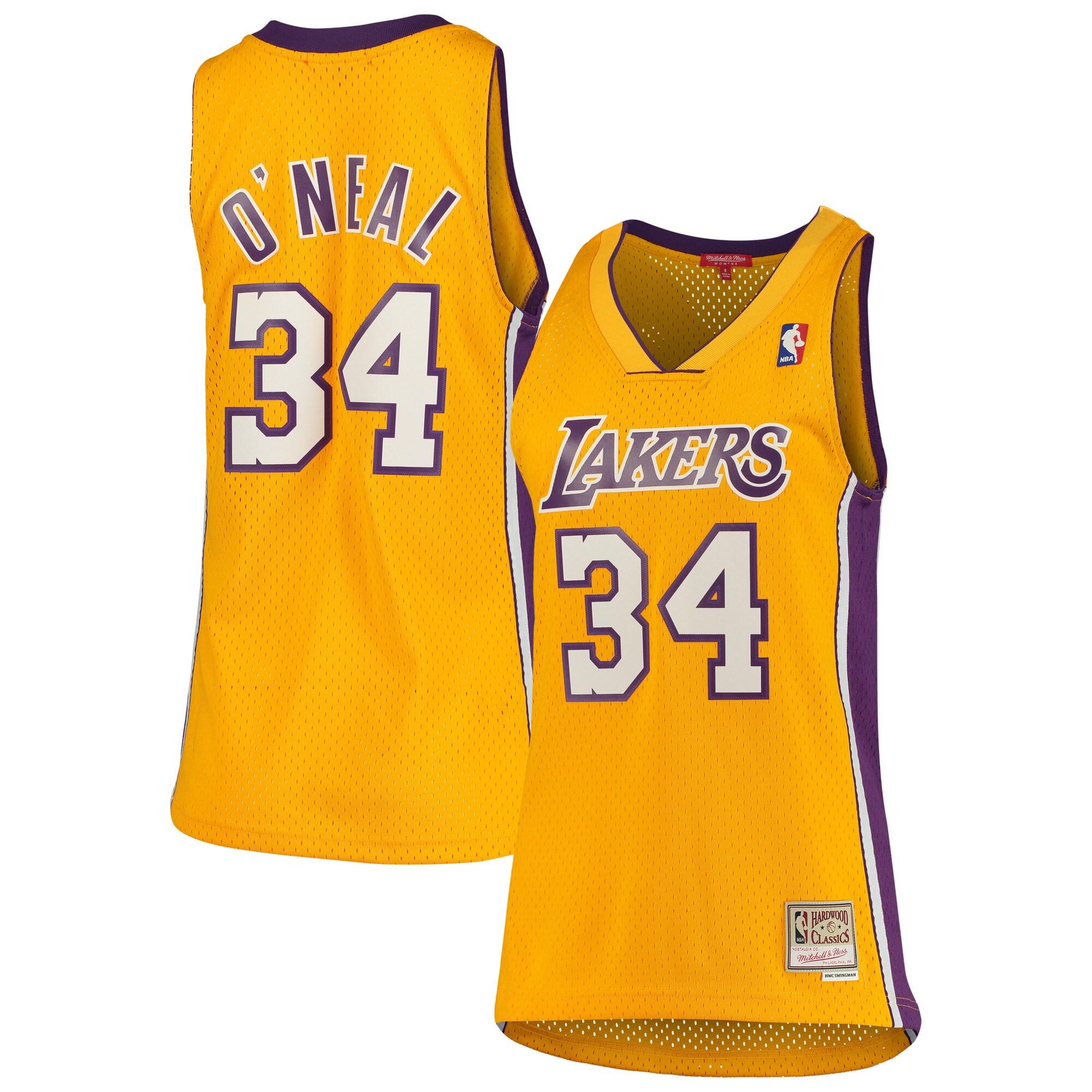 Shaquille O'Neal Los Angeles Lakers Mitchell & Ness Women's 1999-00 Hardwood Classics Swingman Jersey - Gold - vstockx