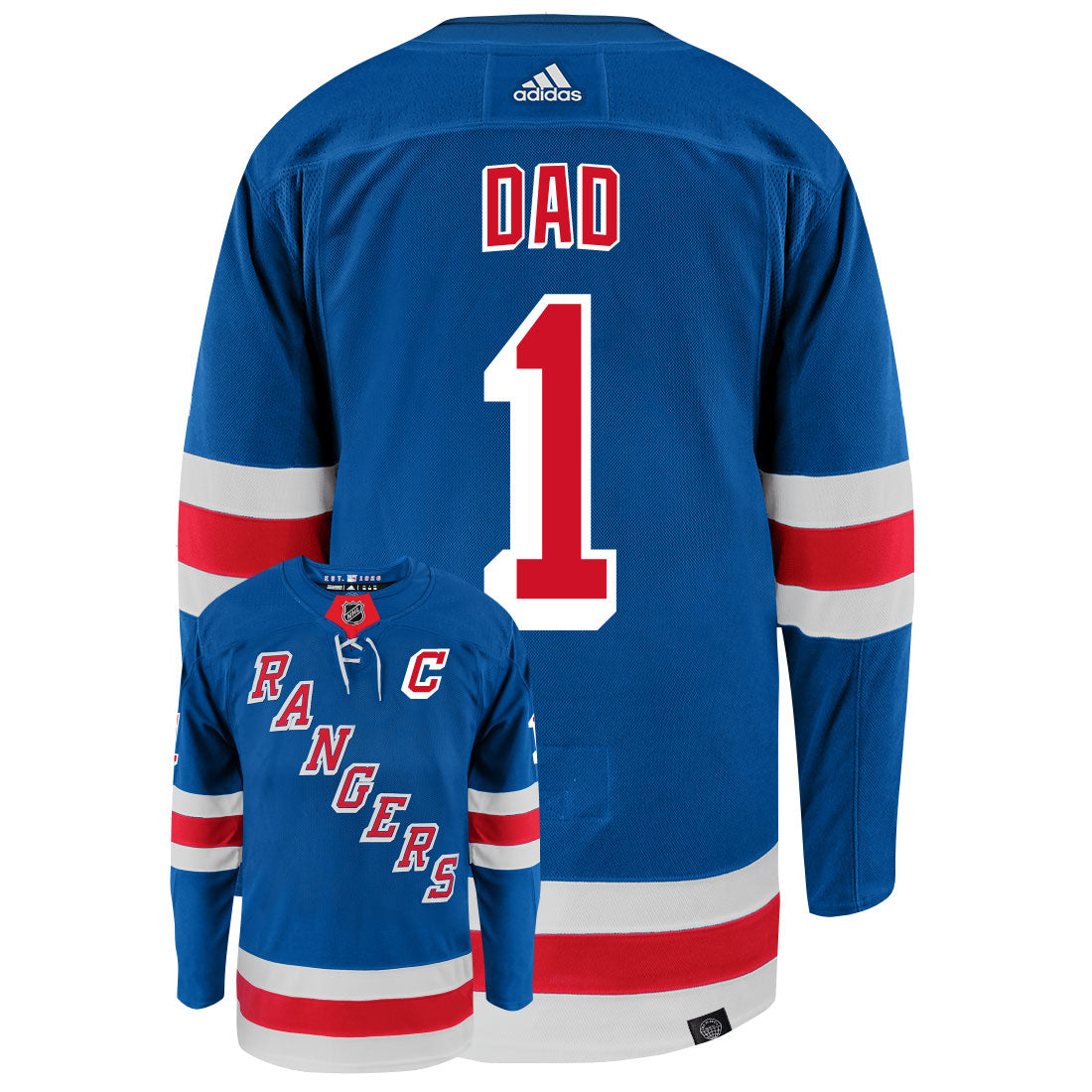 New York Rangers Dad Number One Adidas Primegreen Authentic NHL Hockey Jersey - vstockx