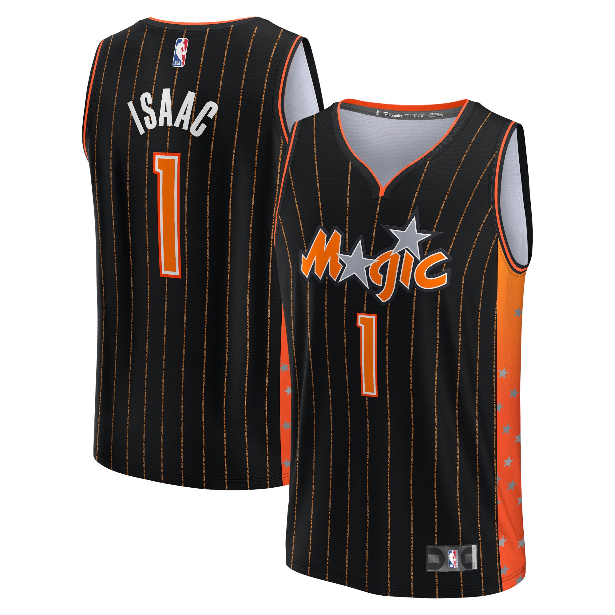 Jonathan Isaac Orlando Magic Fanatics Branded 2021/22 Fast Break Replica Jersey - City Edition - Anthracite - vstockx