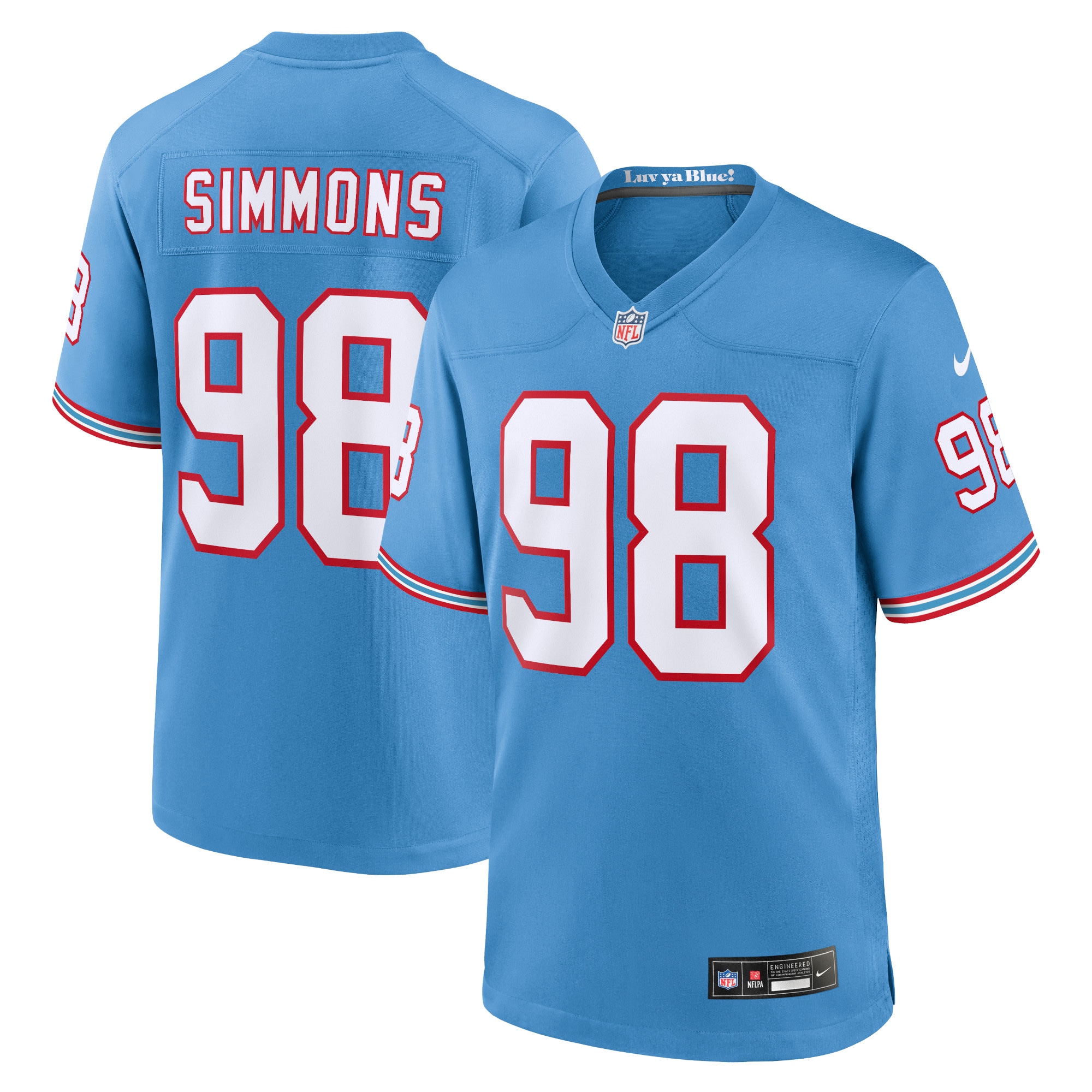 Jeffery Simmons Tennessee Titans Nike Youth Game Jersey - Light Blue - vstockx