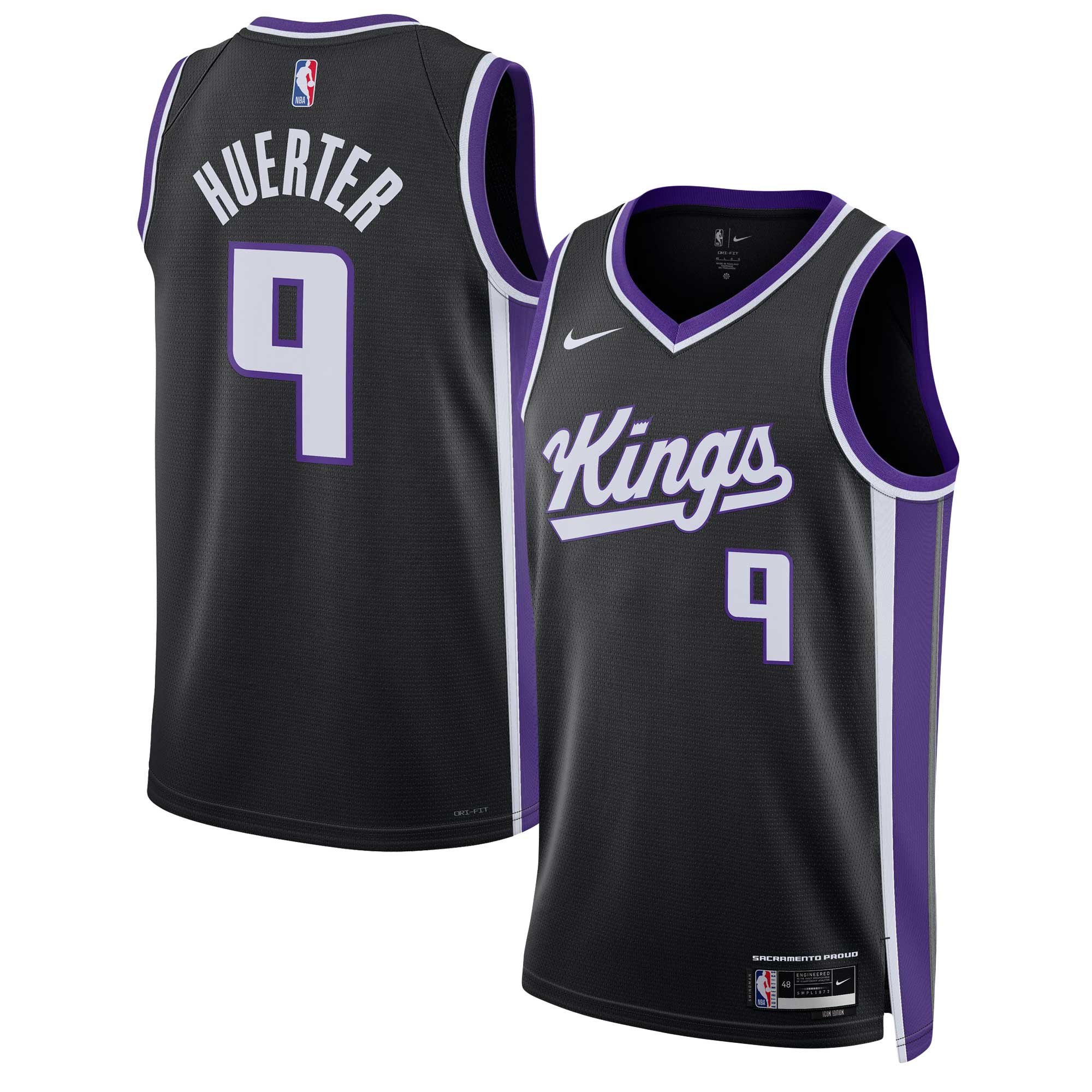 Kevin Huerter Sacramento Kings Nike Unisex Swingman Jersey - Association Edition - Black - vstockx