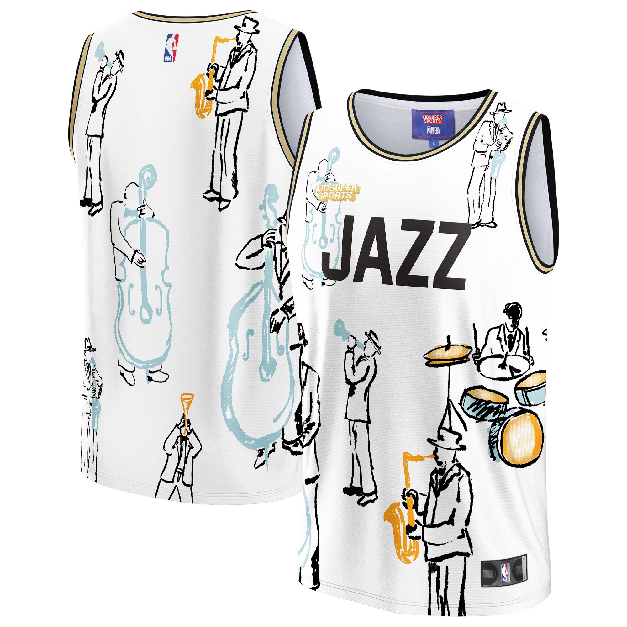 Utah Jazz NBA & KidSuper Studios by Fanatics Unisex Hometown Jersey - White - vstockx