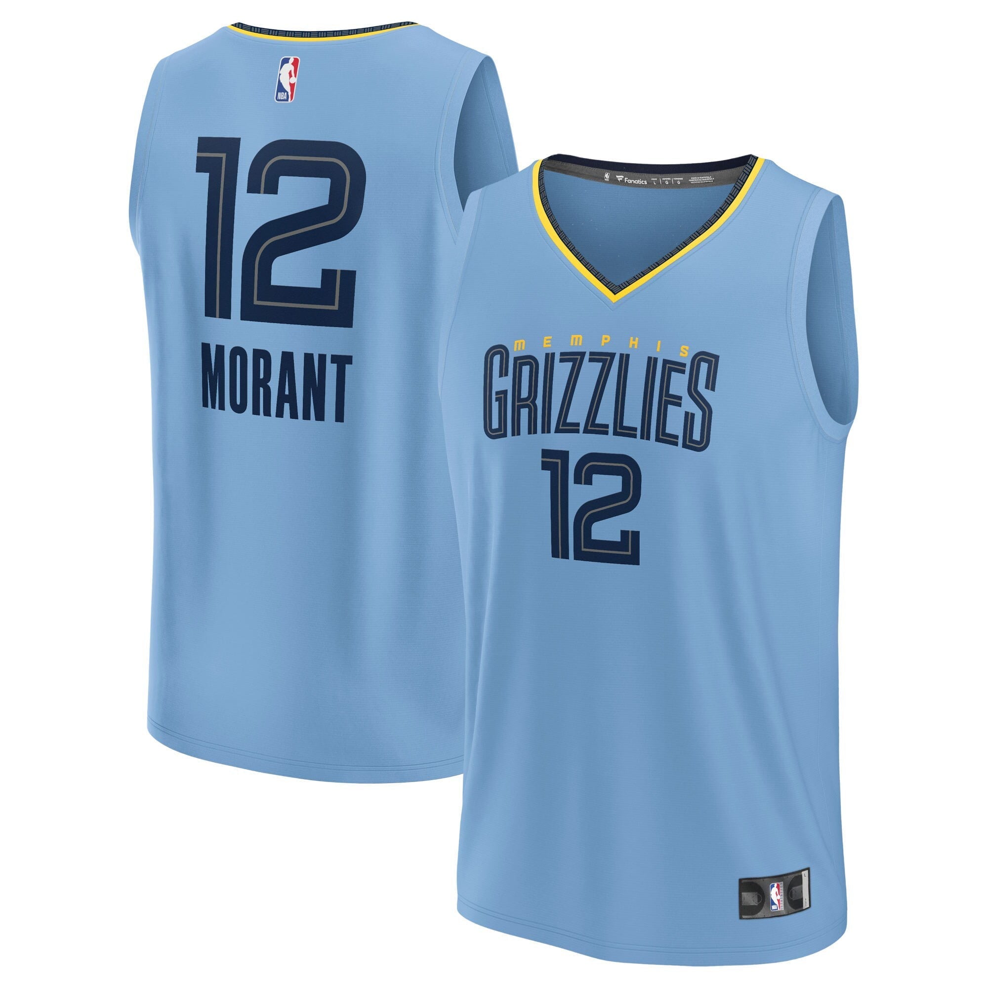 Men's Fanatics Branded Ja Morant Light Blue Memphis Grizzlies Fast Break Replica Player Jersey - Statement Edition - vstockx