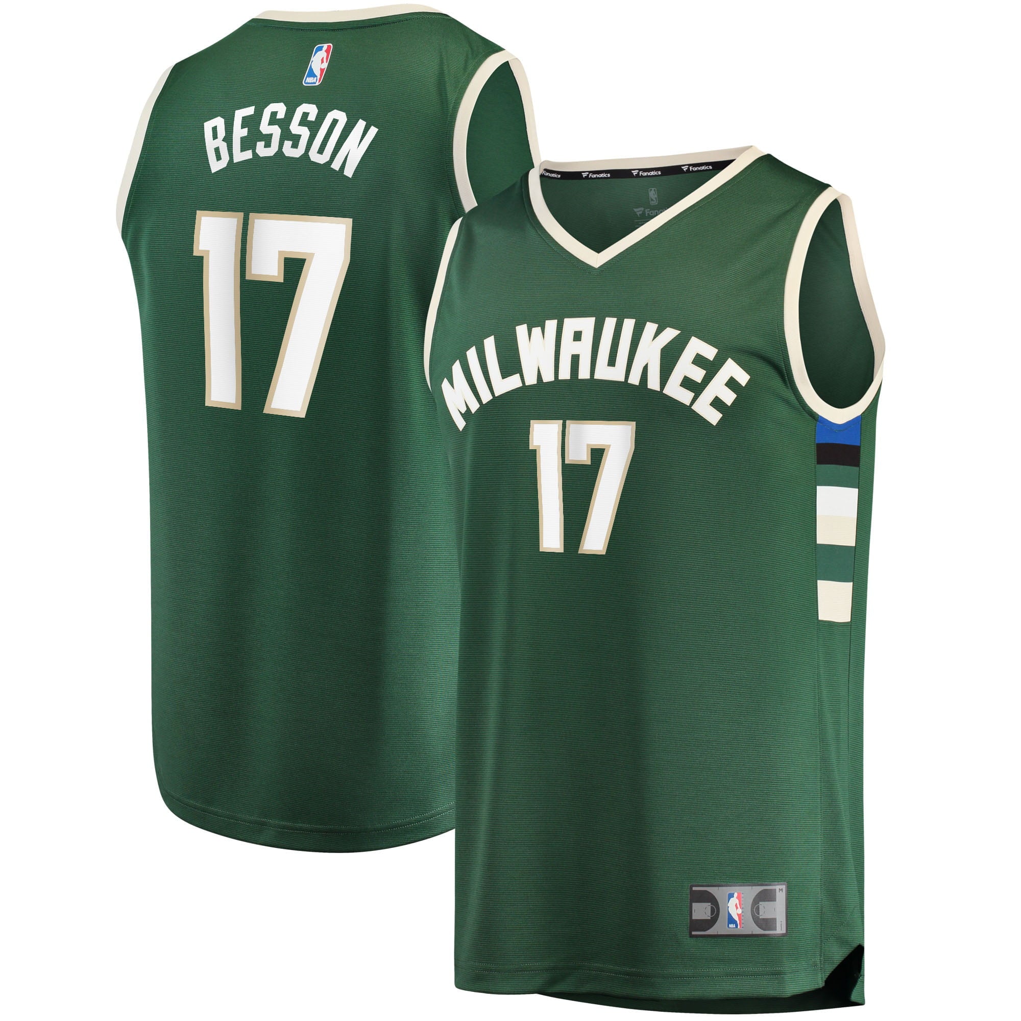Men's Fanatics Branded Hugo Besson Green Milwaukee Bucks 2021/22 Fast Break Replica Jersey - Icon Edition - vstockx