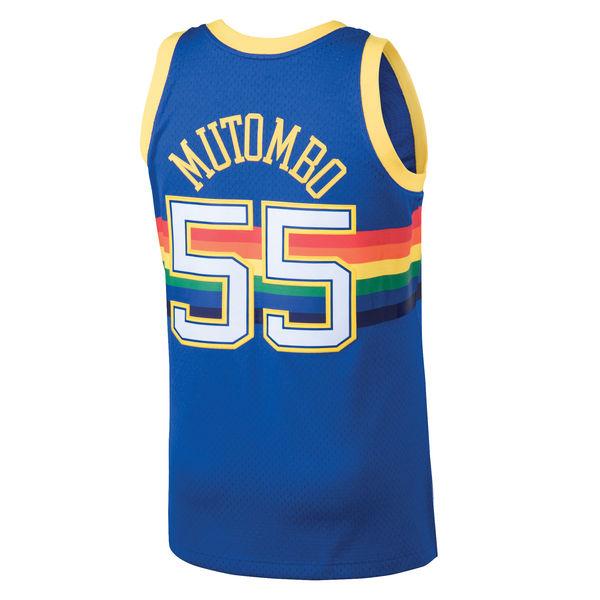 Mens Denver Nuggets Dikembe Mutombo Mitchell & Ness Blue 1991-92 Hardwood Classics Swingman Jersey - vstockx