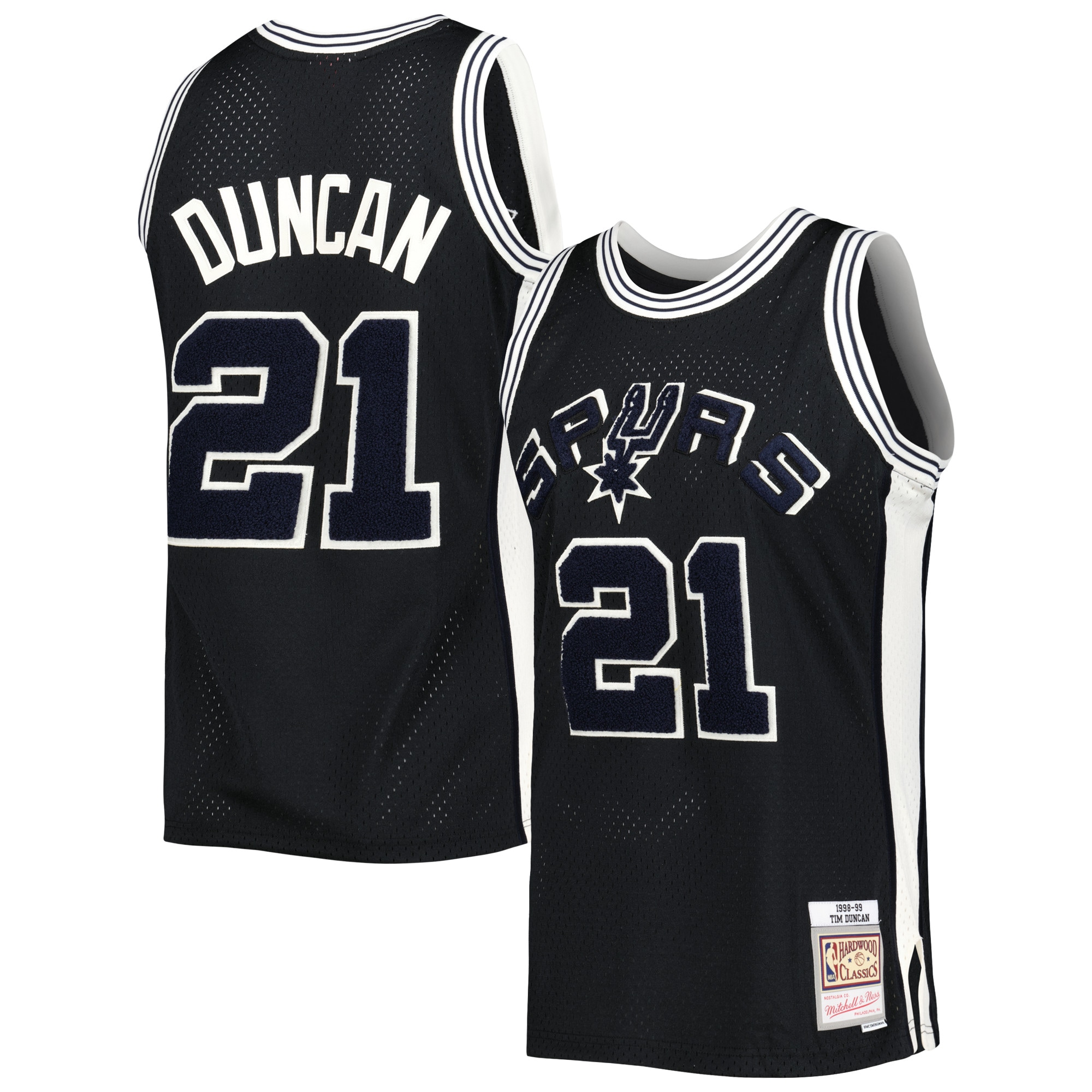Tim Duncan San Antonio Spurs Mitchell & Ness Hardwood Classics Off-Court Swingman Jersey - Black - vstockx