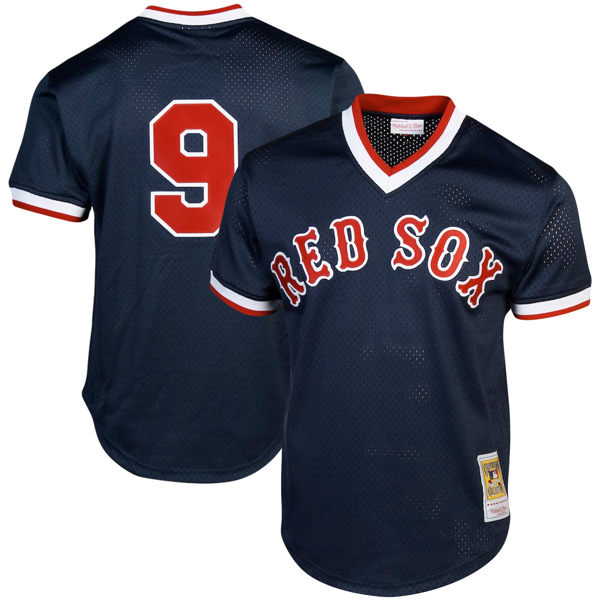 Ted Williams Boston Red Sox Mitchell & Ness Cooperstown Collection Big & Tall Mesh Batting Practice Jersey - Navy - vstockx