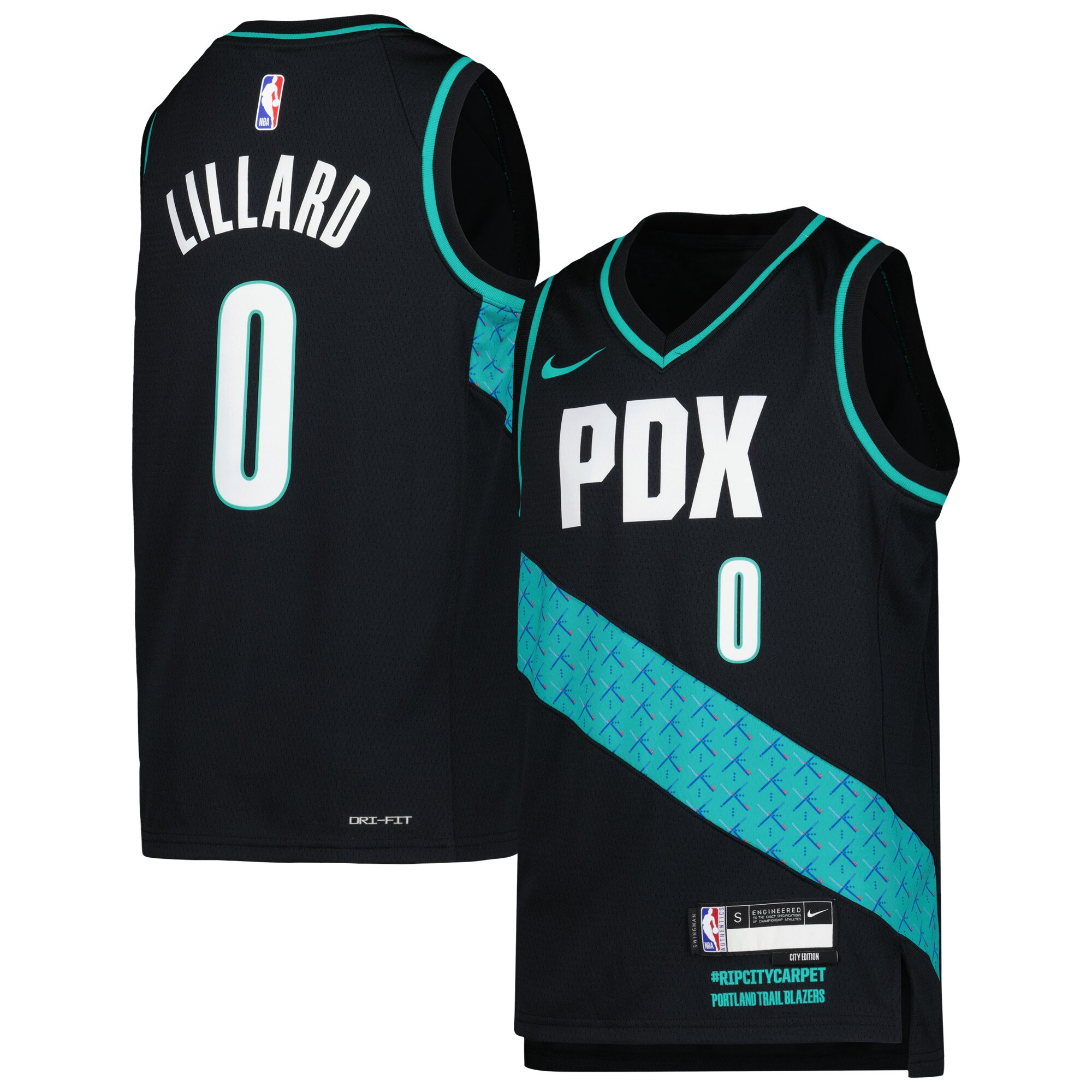 Damian Lillard Portland Trail Blazers Nike Youth 2022/23 Swingman Replica Jersey - City Edition - Black - vstockx
