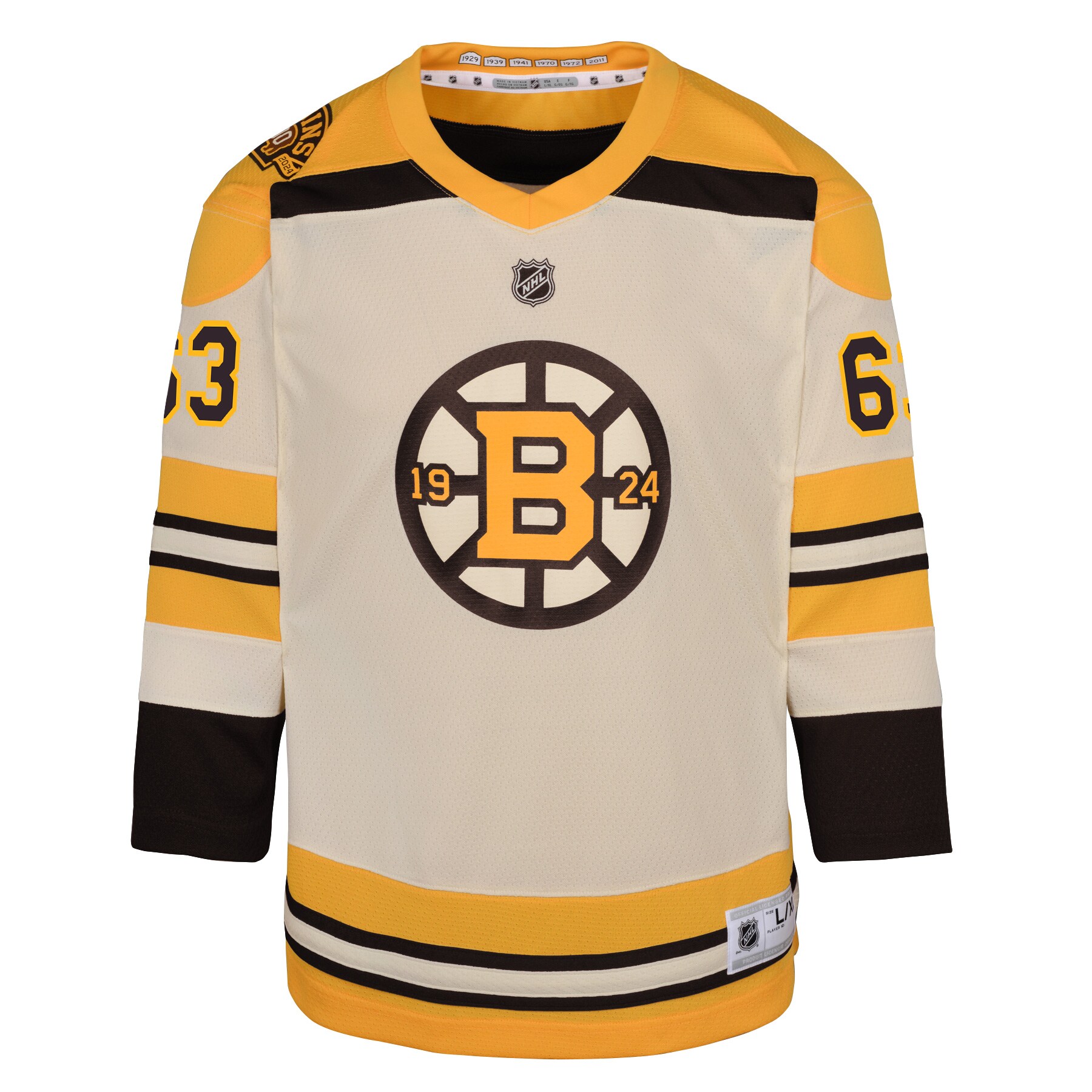 Brad Marchand Boston Bruins Youth 100th Anniversary Replica Player Jersey - Cream - vstockx