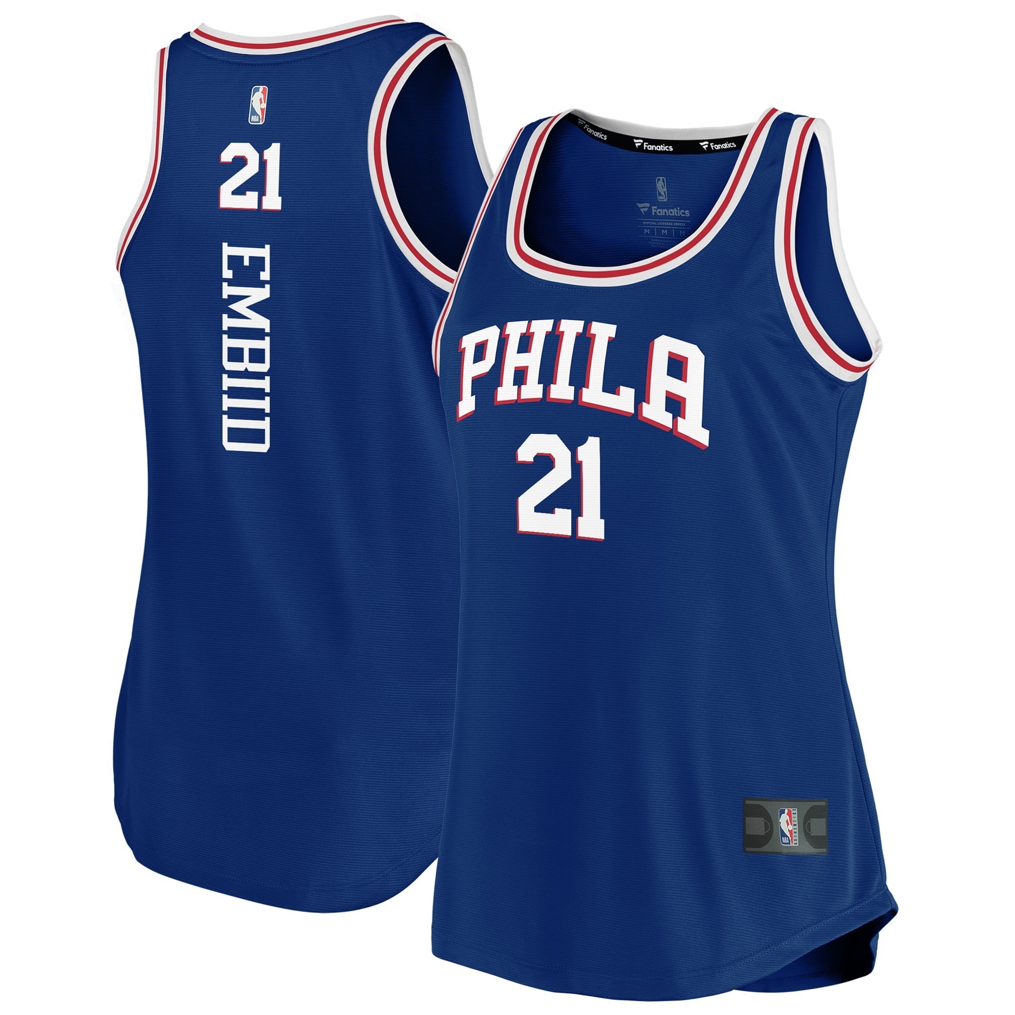 Women's Fanatics Branded Joel Embiid Royal Philadelphia 76ers 2019/20 Fast Break Team Tank Jersey - Icon Edition - vstockx