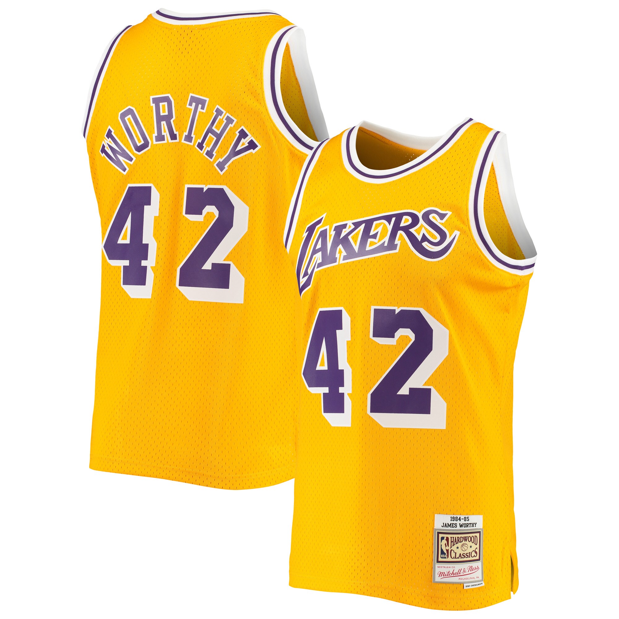 James Worthy Los Angeles Lakers Mitchell & Ness Hardwood Classics Swingman Jersey - Gold - vstockx