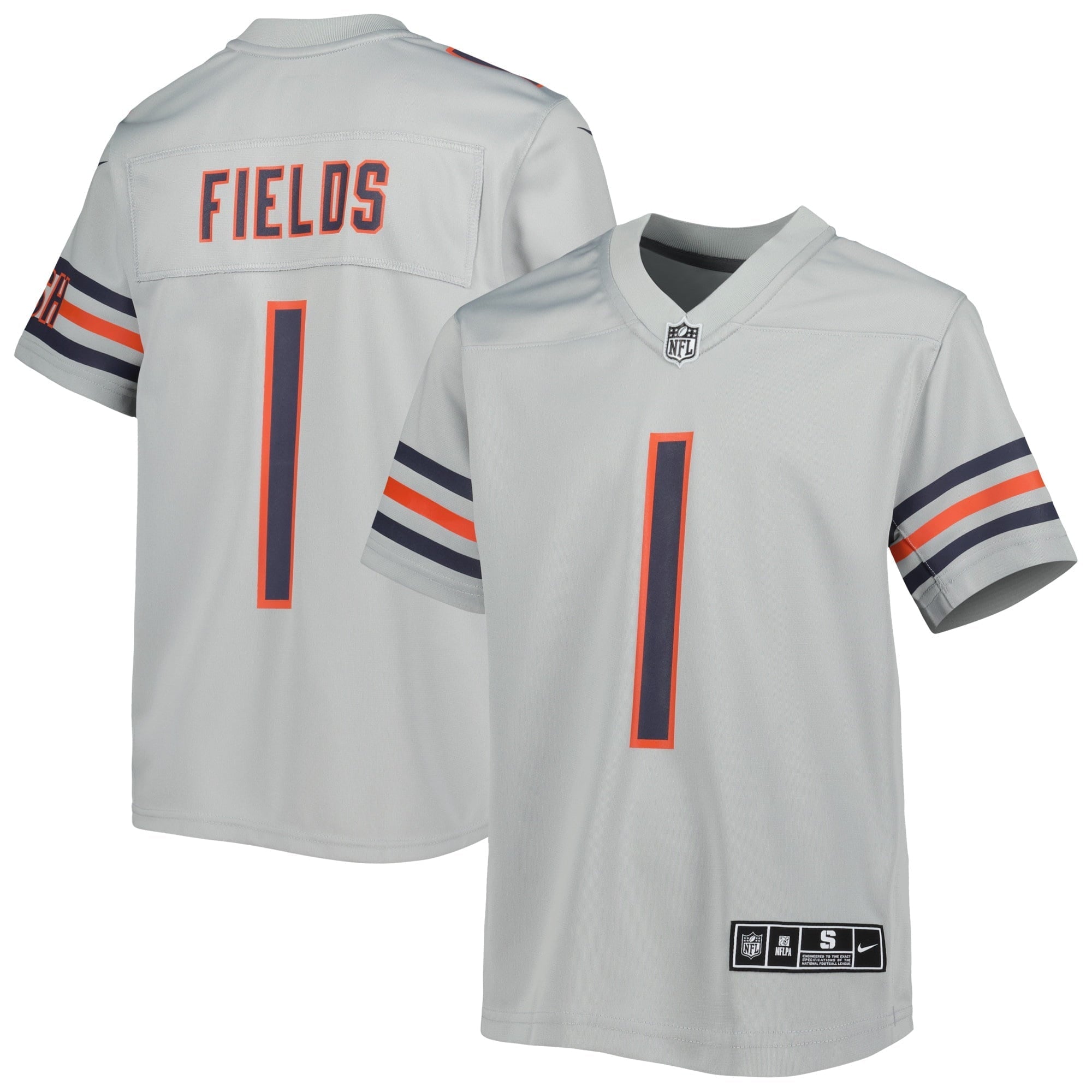 Youth Nike Justin Fields Gray Chicago Bears Inverted Game Jersey - vstockx