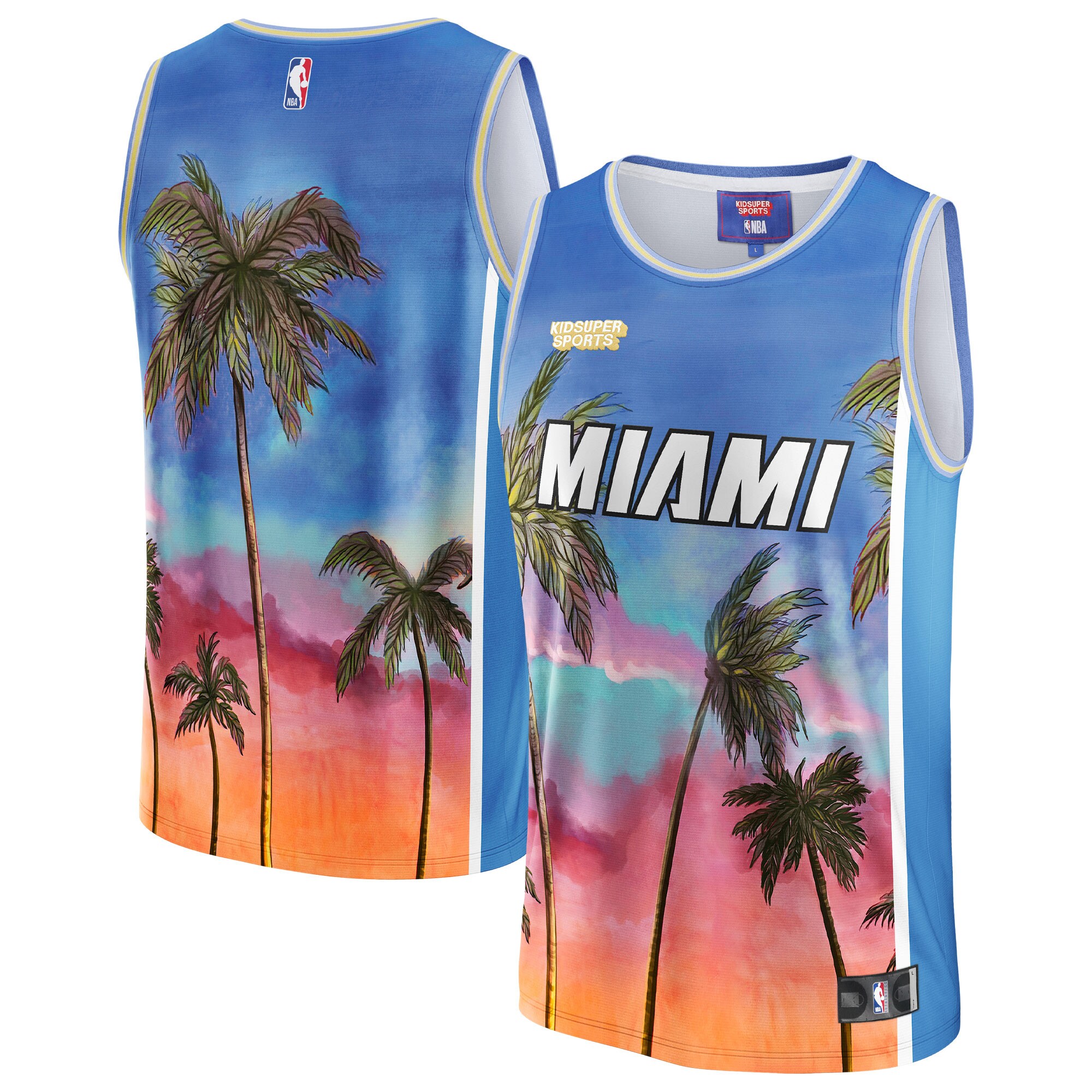 Miami Heat NBA & KidSuper Studios by Fanatics Unisex Hometown Jersey - Blue - vstockx