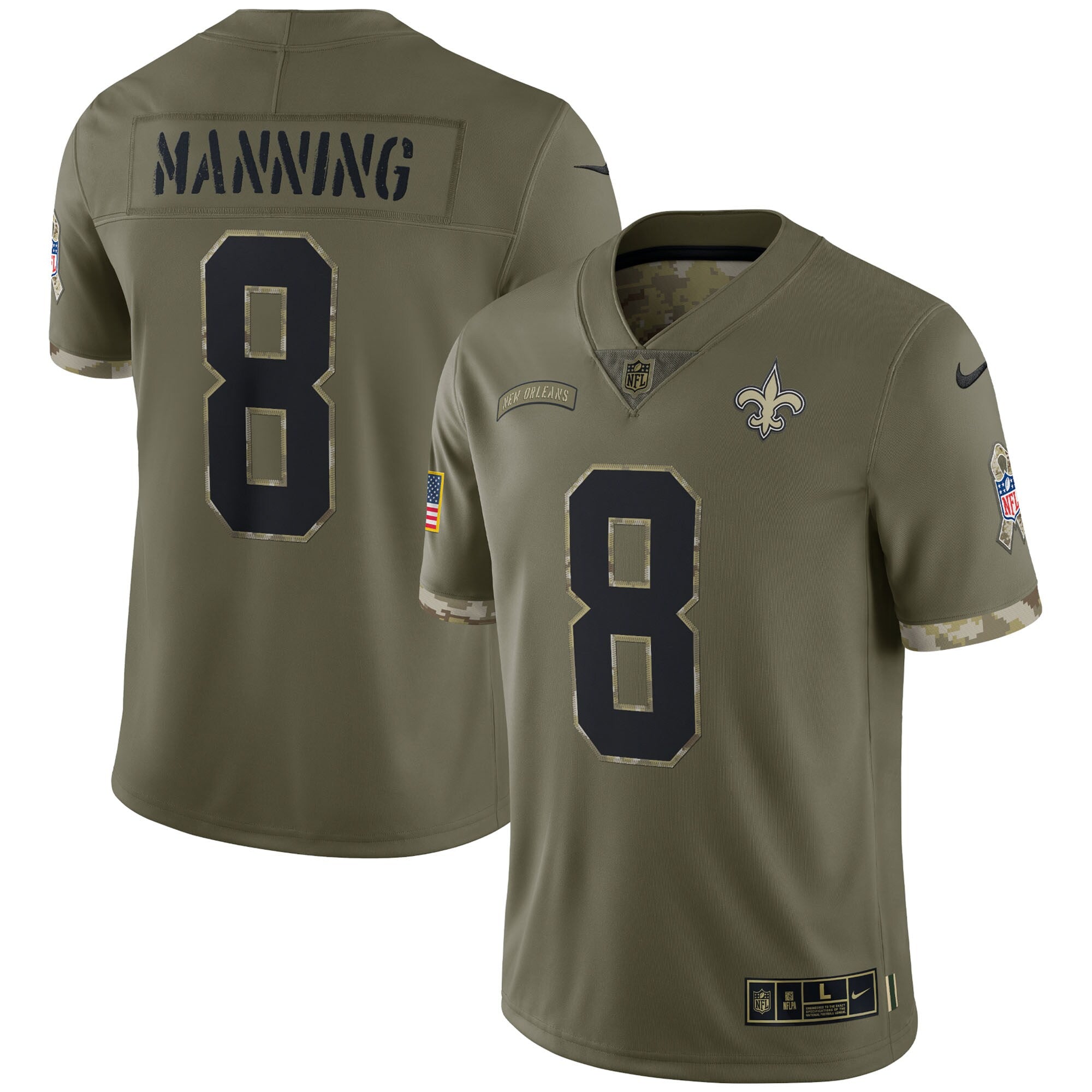 Men's Nike Archie Manning Olive New Orleans Saints 2022 Salute To Service Retired Player Limited Jersey - vstockx