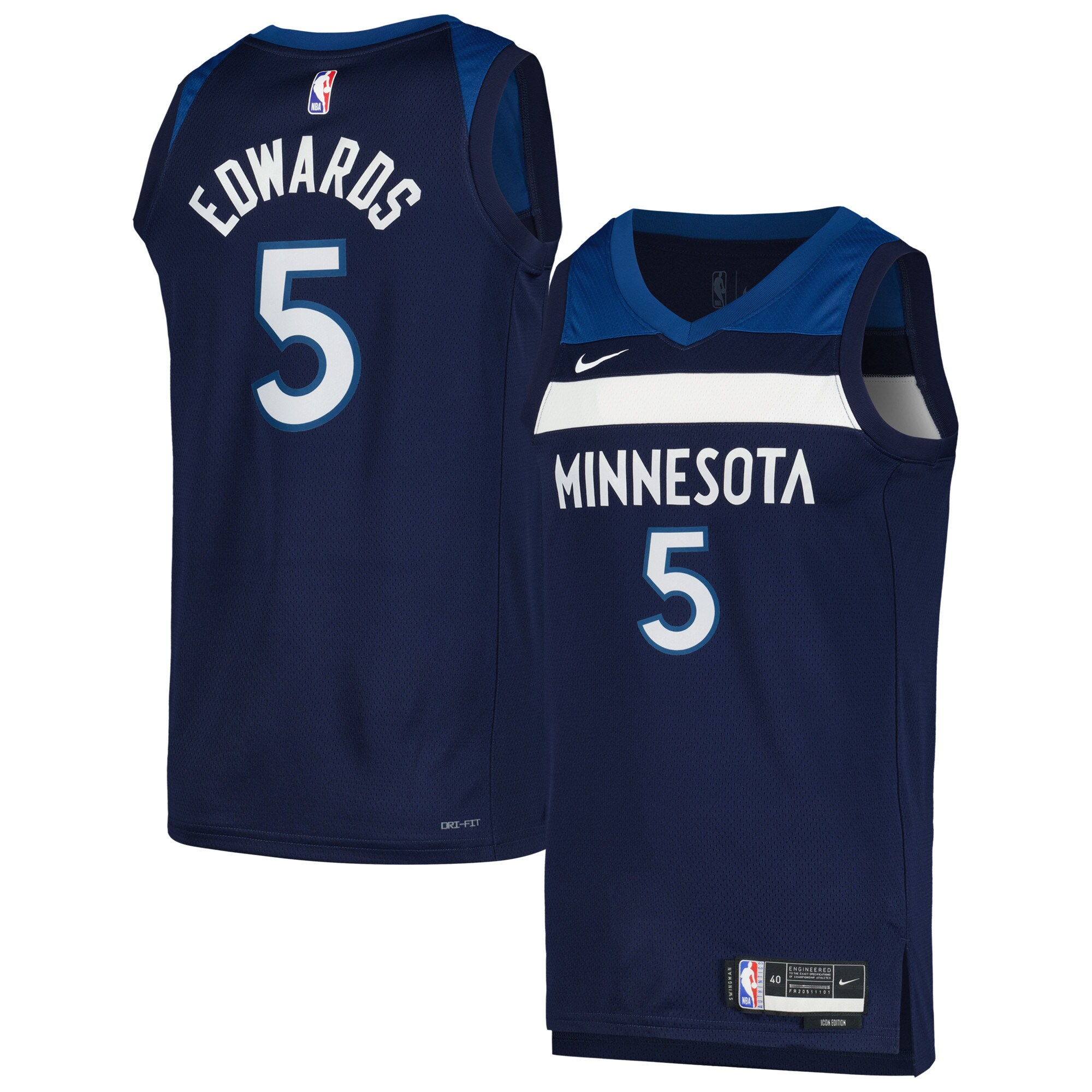 Anthony Edwards Minnesota Timberwolves Nike Unisex Swingman Jersey - Icon Edition - Navy - vstockx