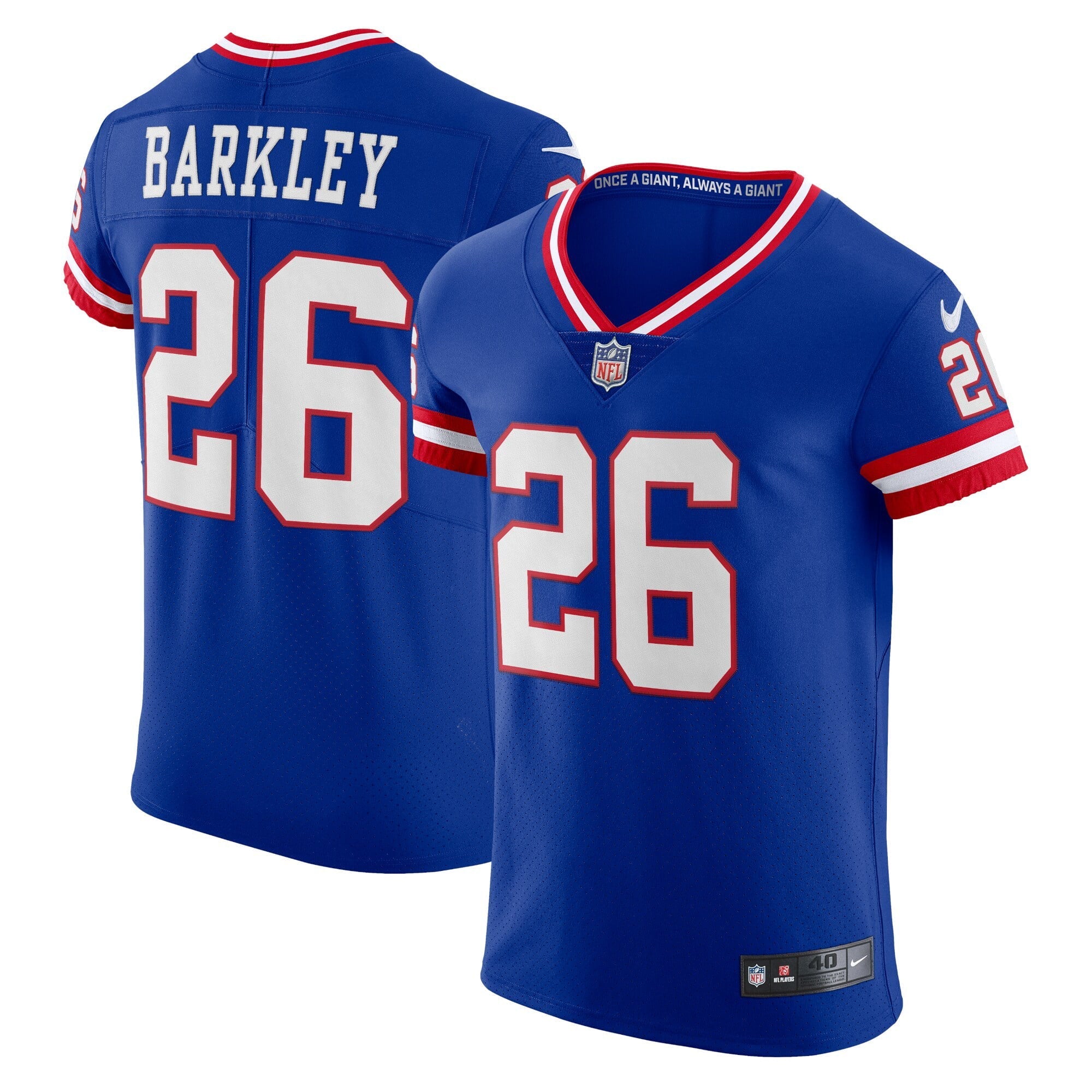 Men's Nike Saquon Barkley Royal New York Giants Classic Vapor Elite Player Jersey - vstockx