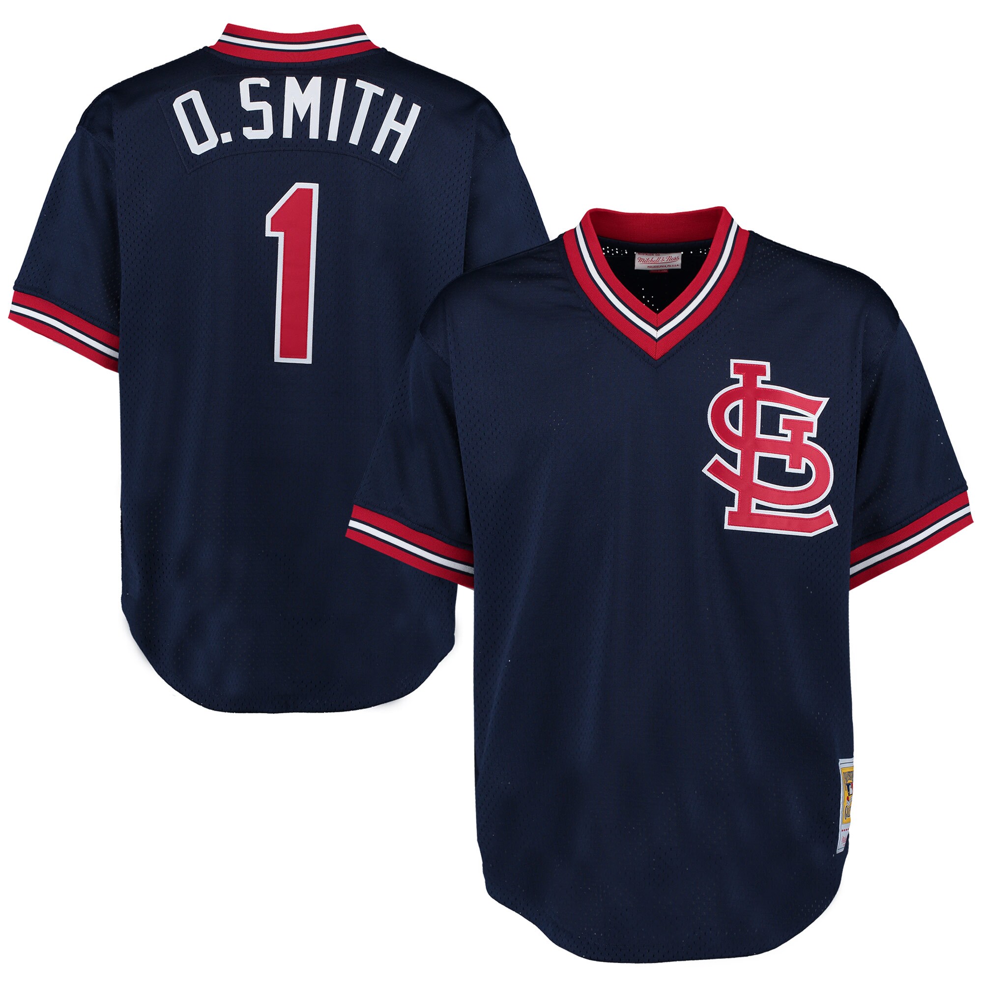 Ozzie Smith St. Louis Cardinals Mitchell & Ness 1994 Authentic Cooperstown Collection Mesh Batting Practice Jersey - Navy - vstockx