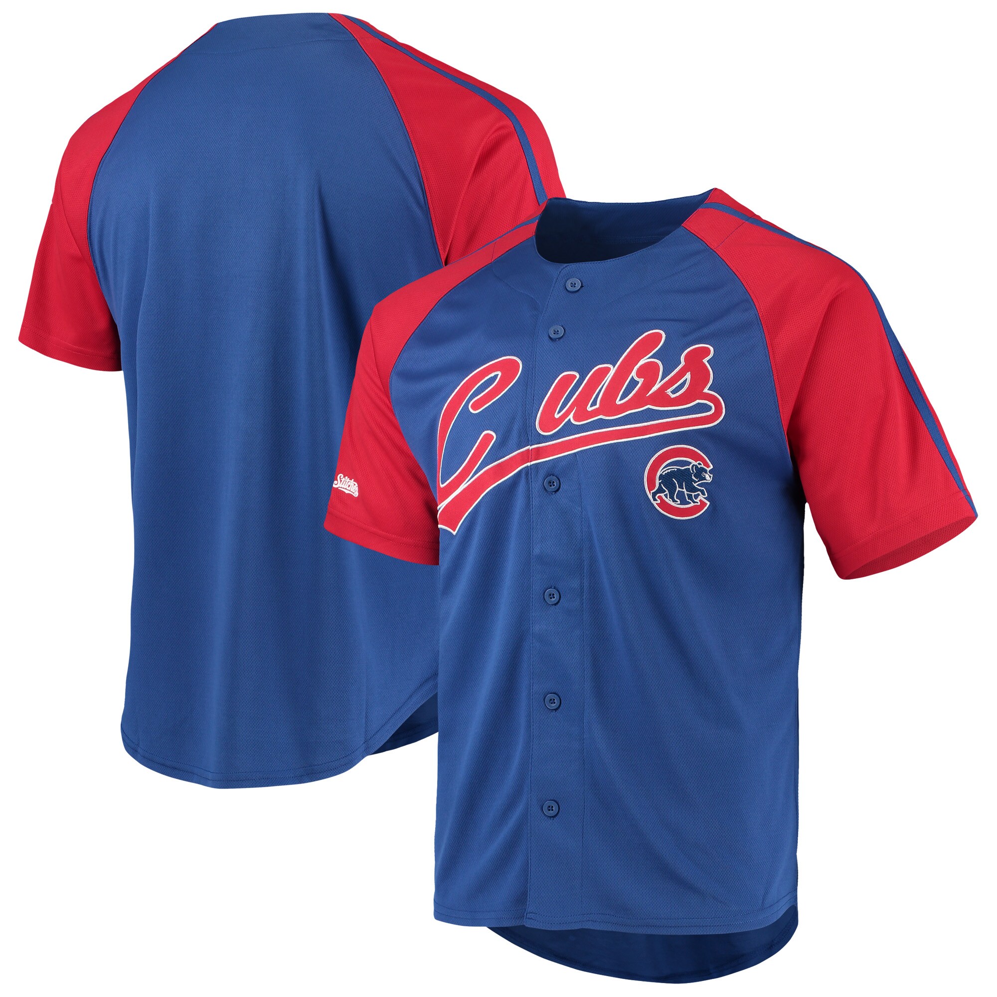 Chicago Cubs Stitches Button-Down Raglan Replica Jersey - Royal - vstockx