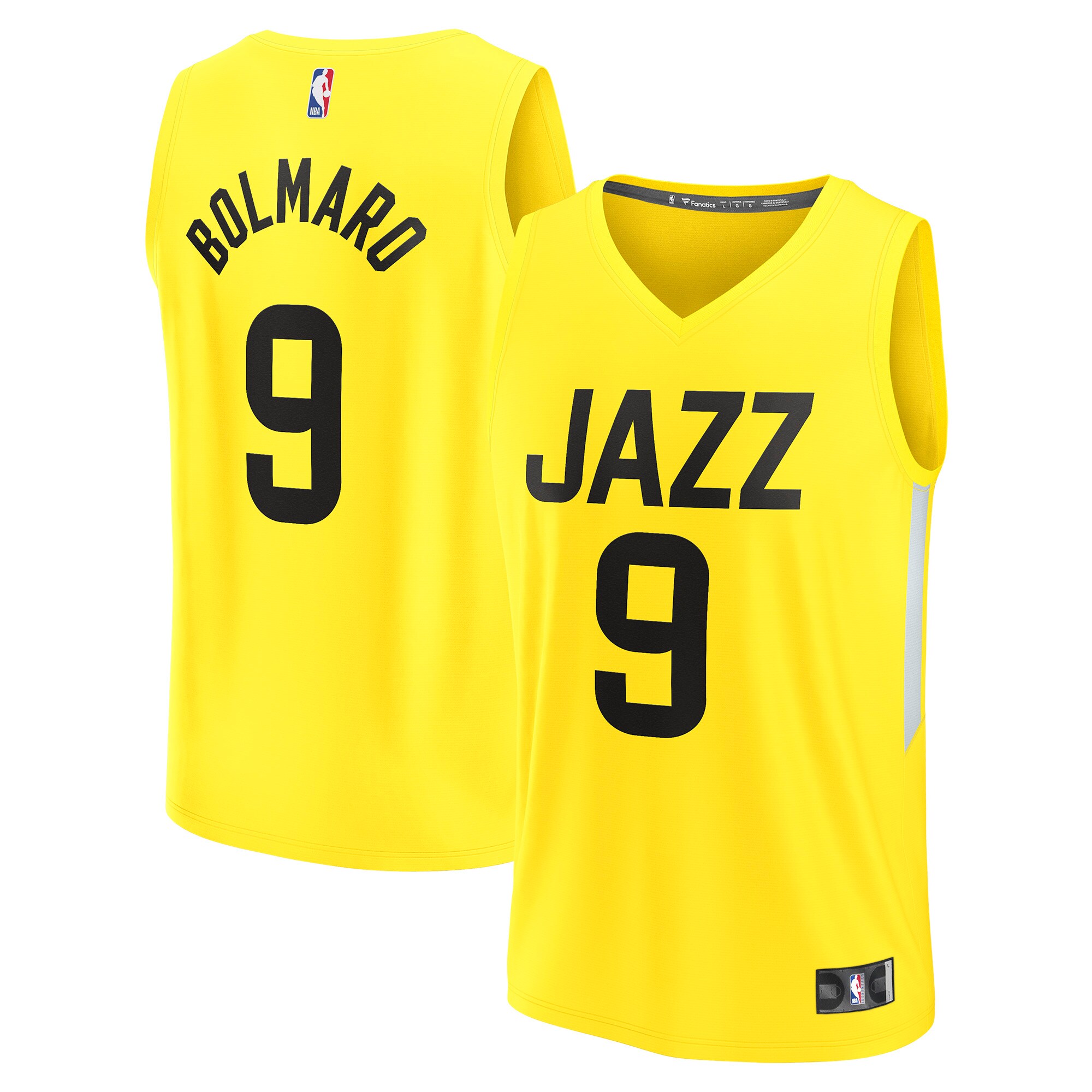 Leandro Bolmaro Utah Jazz Fanatics Branded 2022/23 Fast Break Replica Player Jersey - Icon Edition - Yellow - vstockx