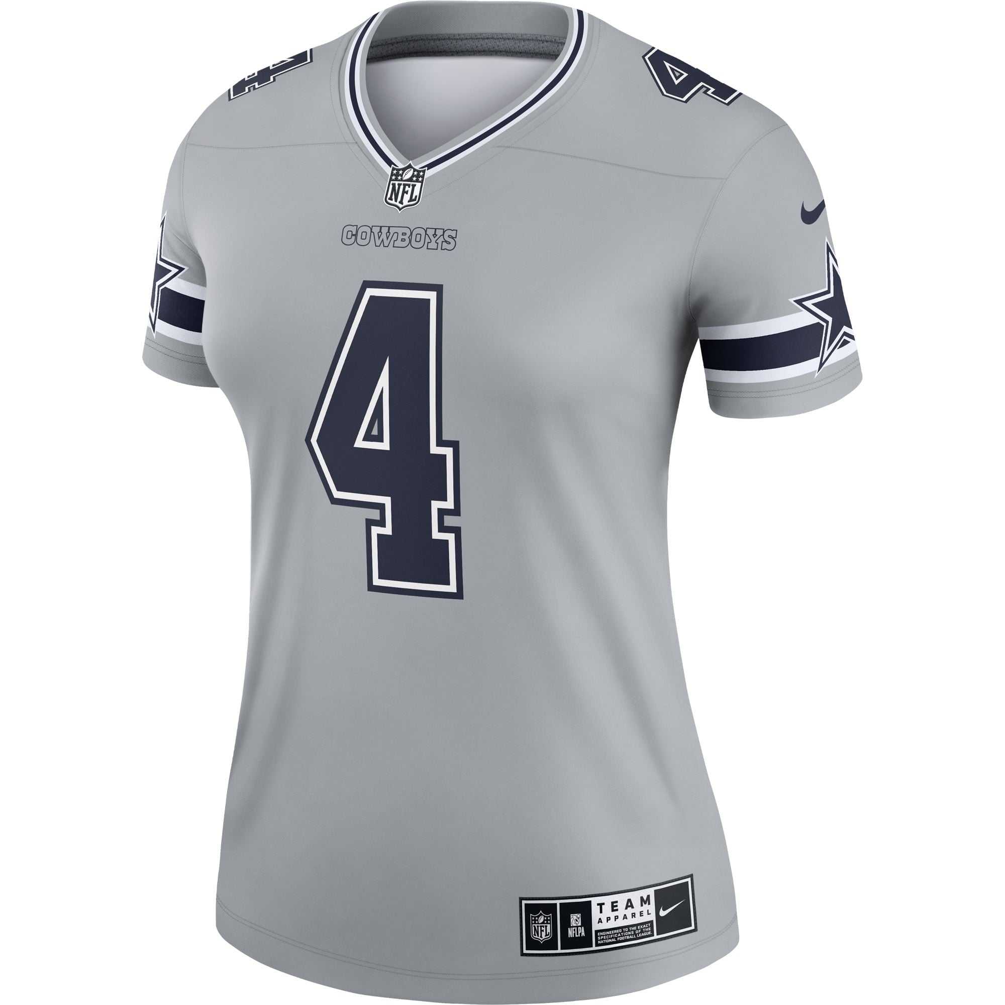 Women's Nike Dak Prescott Gray Dallas Cowboys Inverted Legend Jersey - vstockx