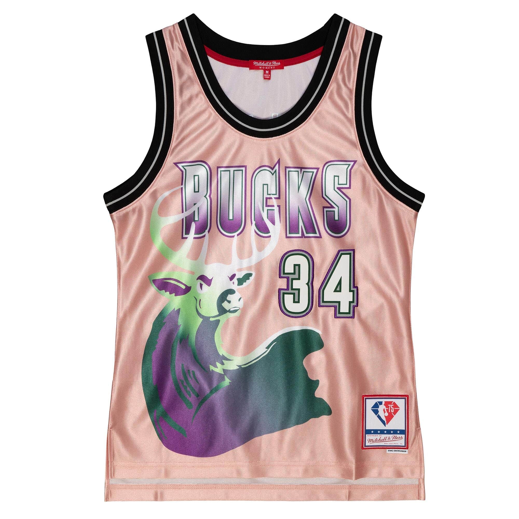 Womens 75th Anniversary Rose Gold Swingman Ray Allen Milwaukee Bucks 1996-97 Jersey - vstockx