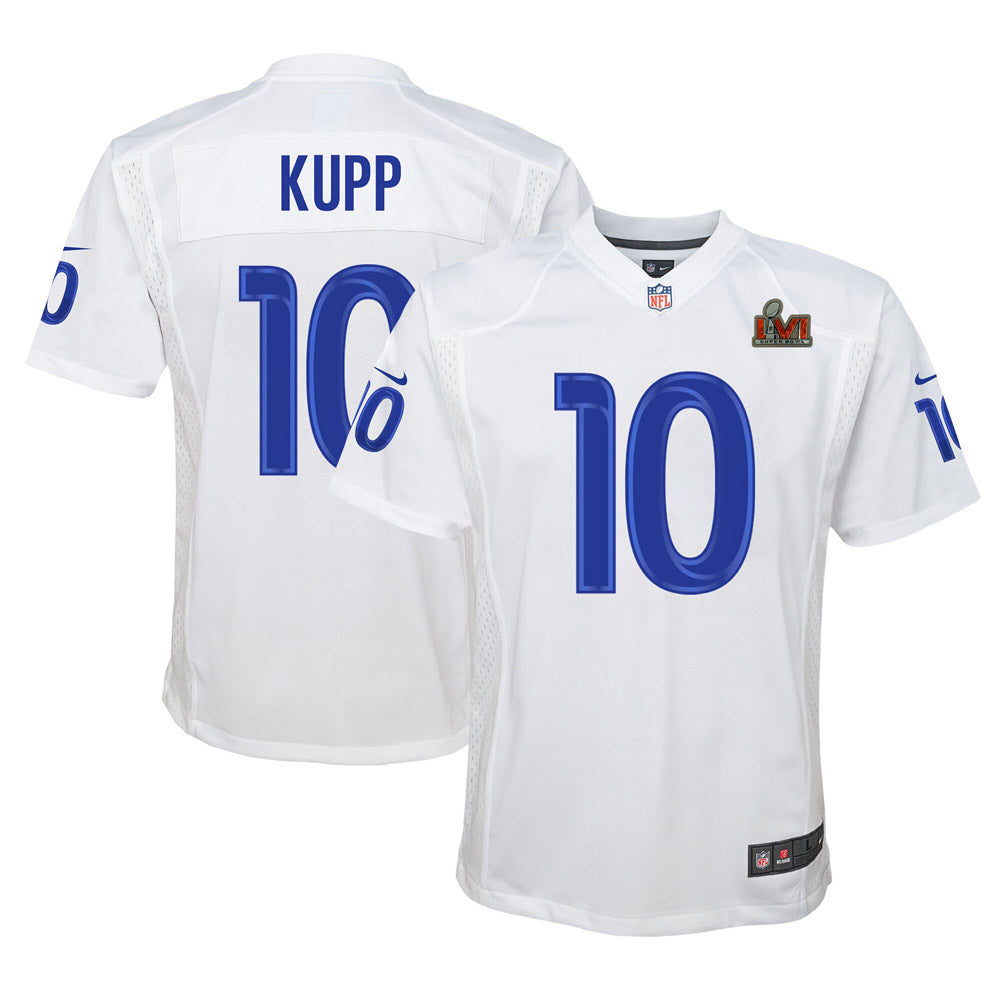 Youth Los Angeles Rams Cooper Kupp Super Bowl LVI Game Patch Jersey White - vstockx
