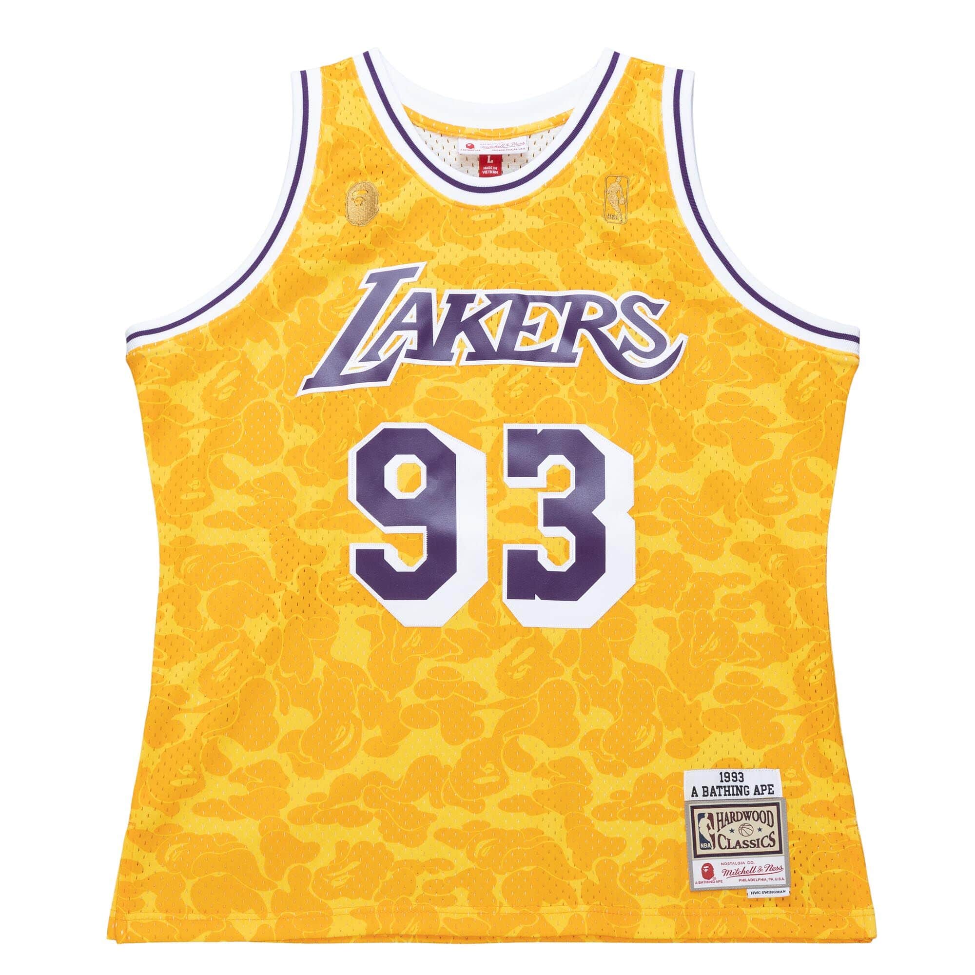 M&N x Bape Los Angeles Lakers Jersey - vstockx