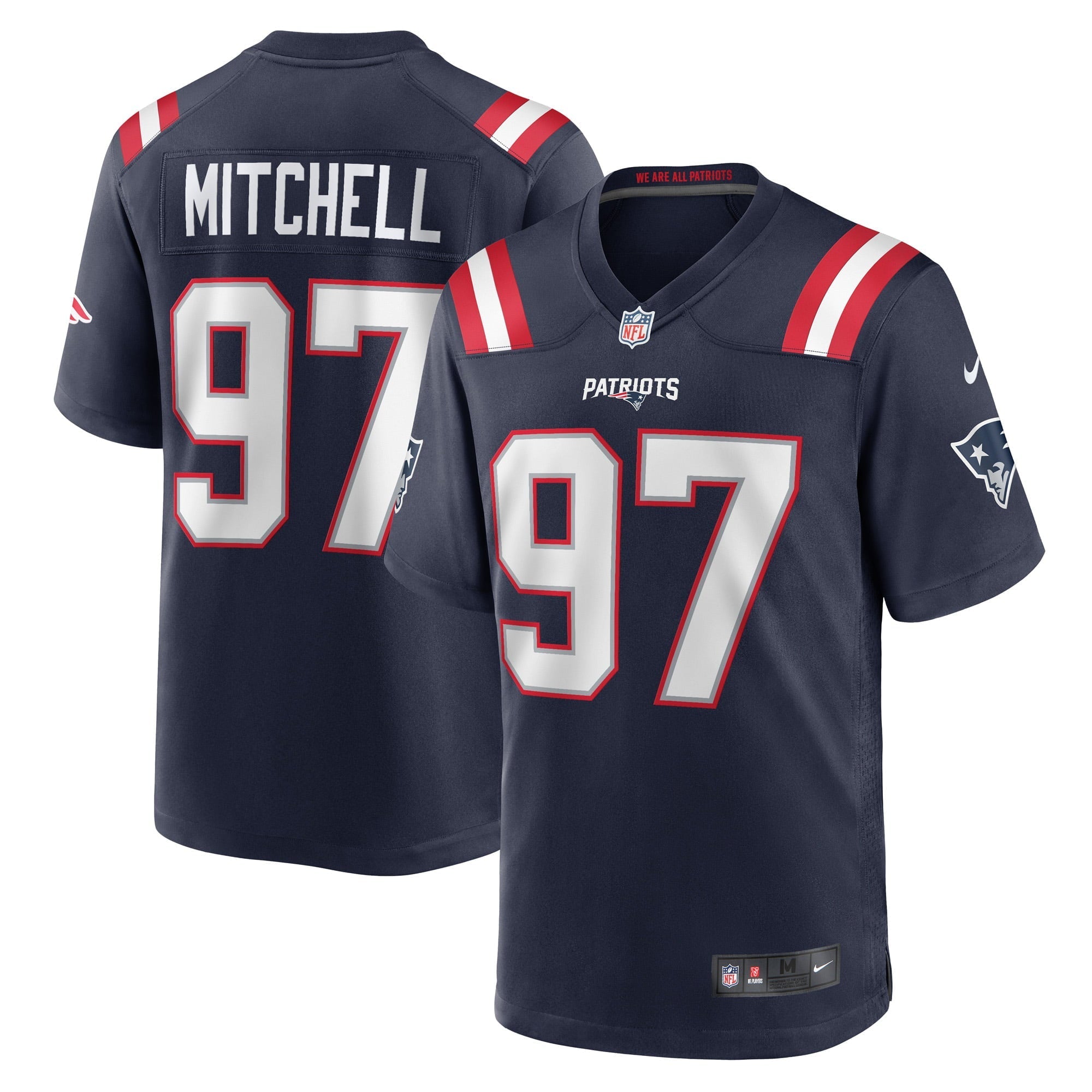 Men's Nike DaMarcus Mitchell Navy New England Patriots Game Player Jersey - vstockx