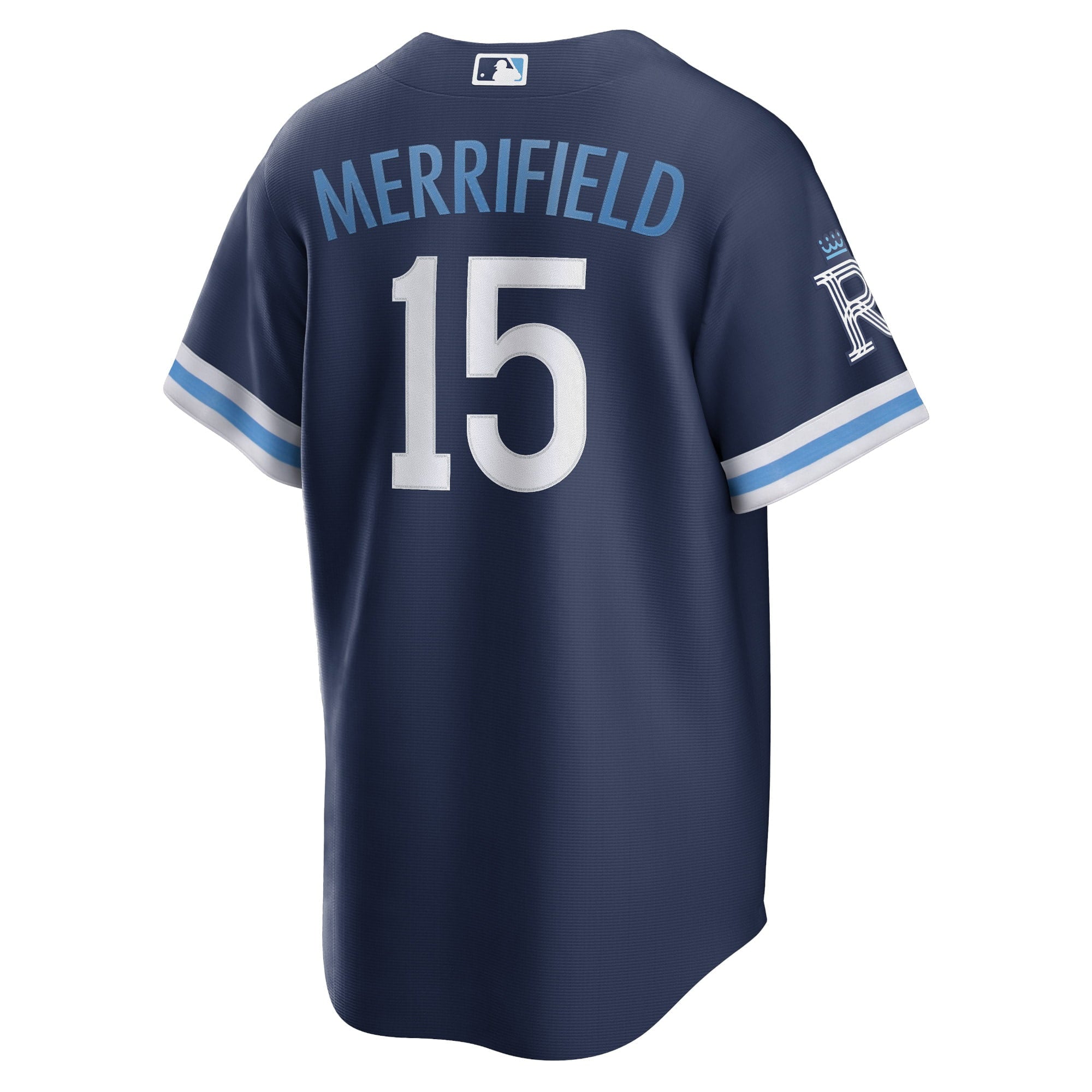 Men's Nike Whit Merrifield Navy Kansas City Royals 2022 City Connect Replica Player Jersey - vstockx