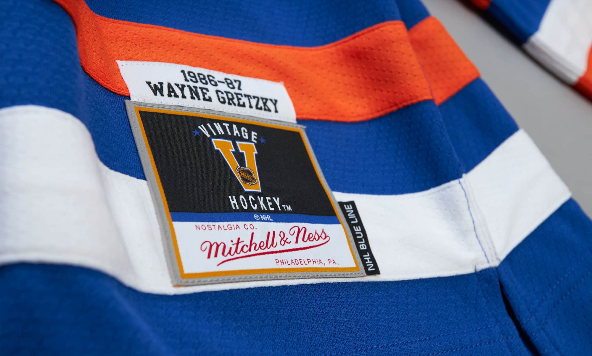 Blue Line Wayne Gretzky Edmonton Oilers 1986 Jersey - vstockx