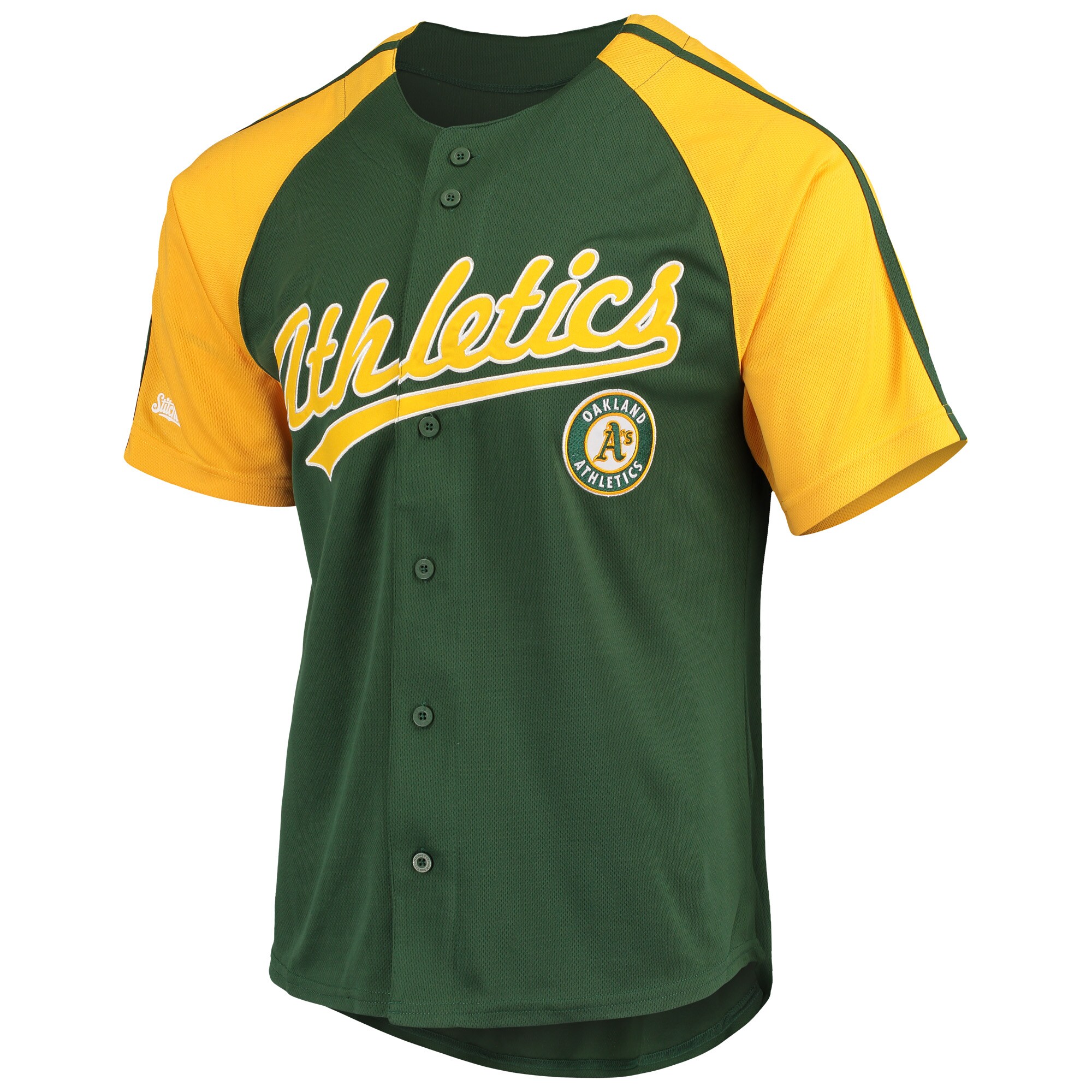 Oakland Athletics Stitches Button-Down Raglan Replica Jersey - Green - vstockx