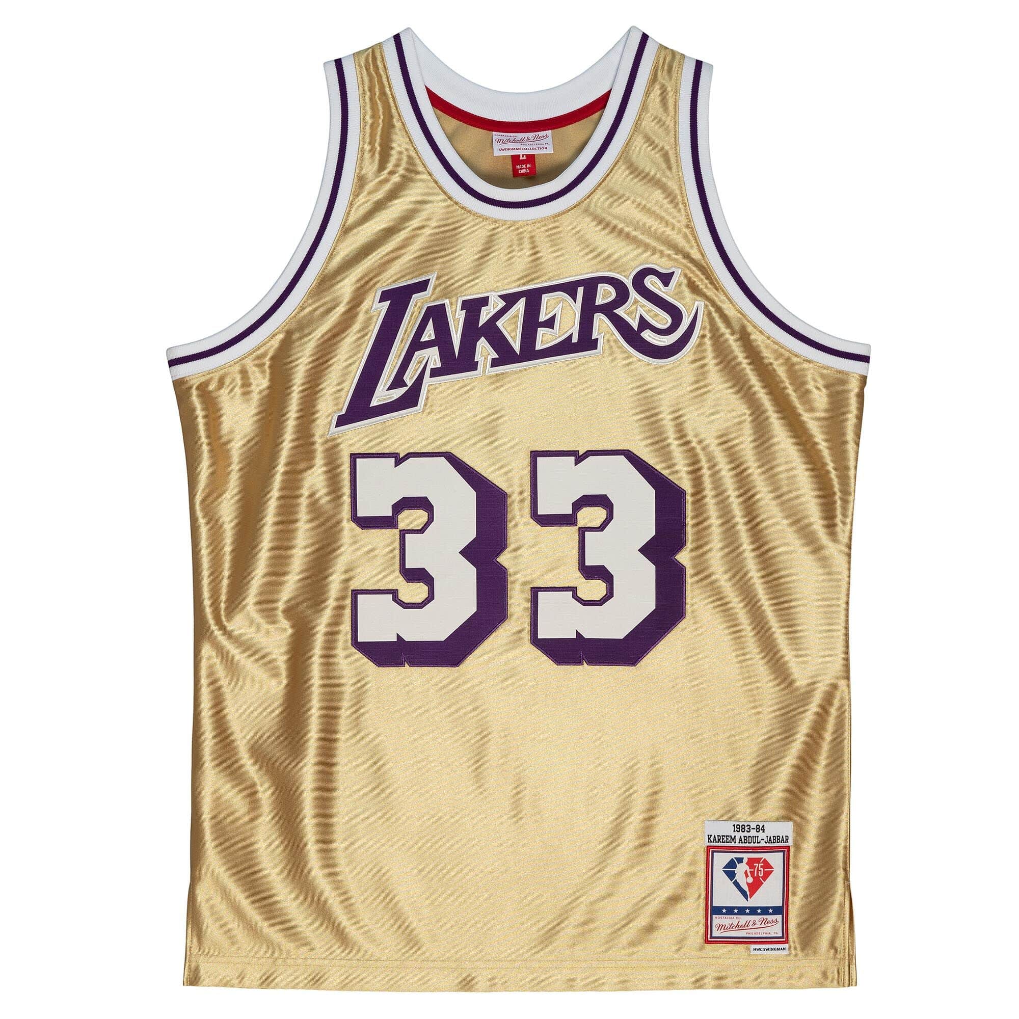 75th Gold Swingman Kareem Abdul-Jabbar Los Angeles Lakers 1983 Jersey - vstockx