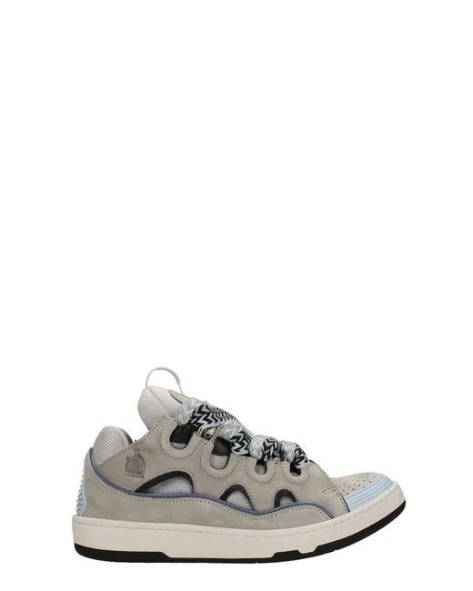 Lanvin Men's Gray Curb Sneakers In Suede And Leather - vstockx