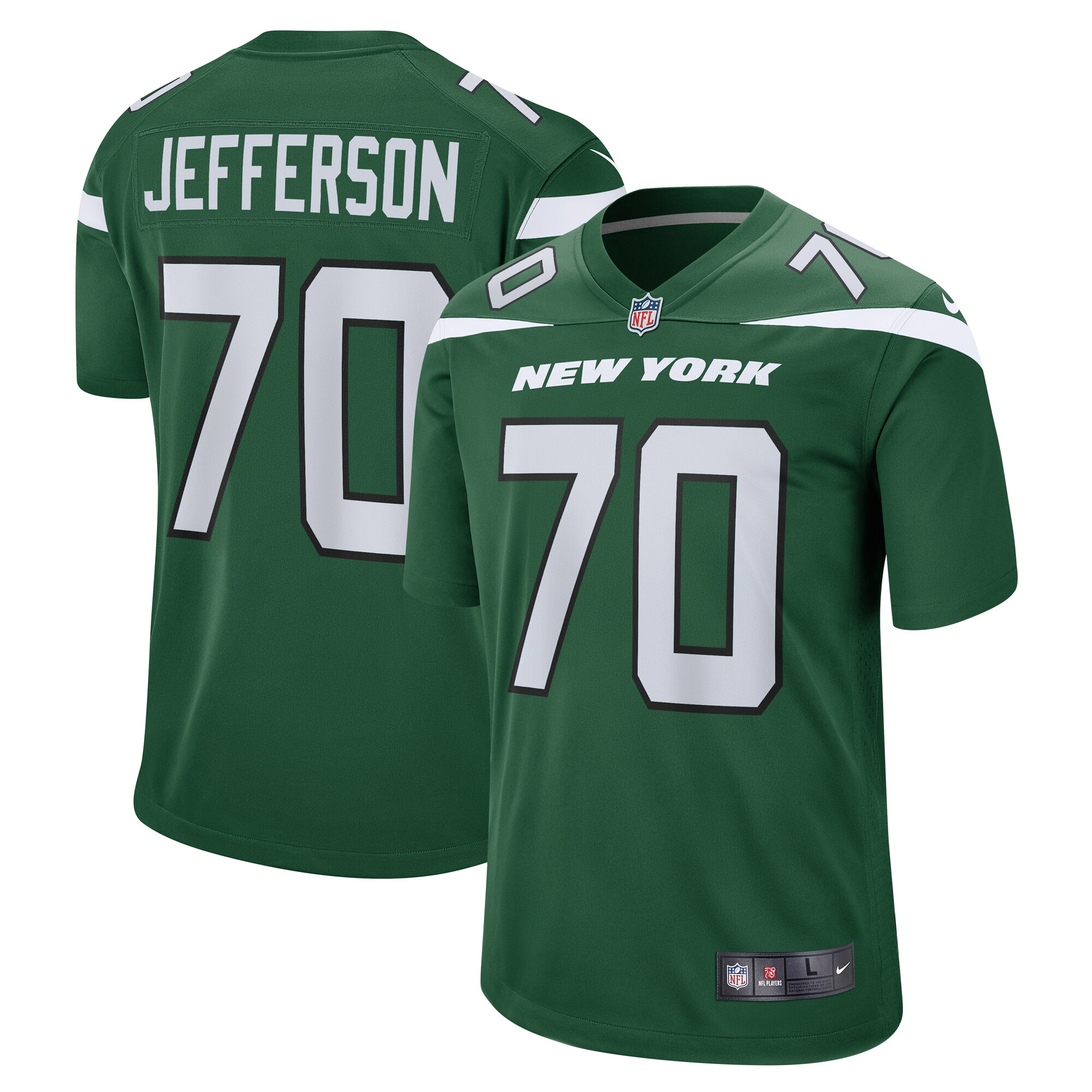 Quinton Jefferson New York Jets Nike Team Game Jersey - Gotham Green - vstockx