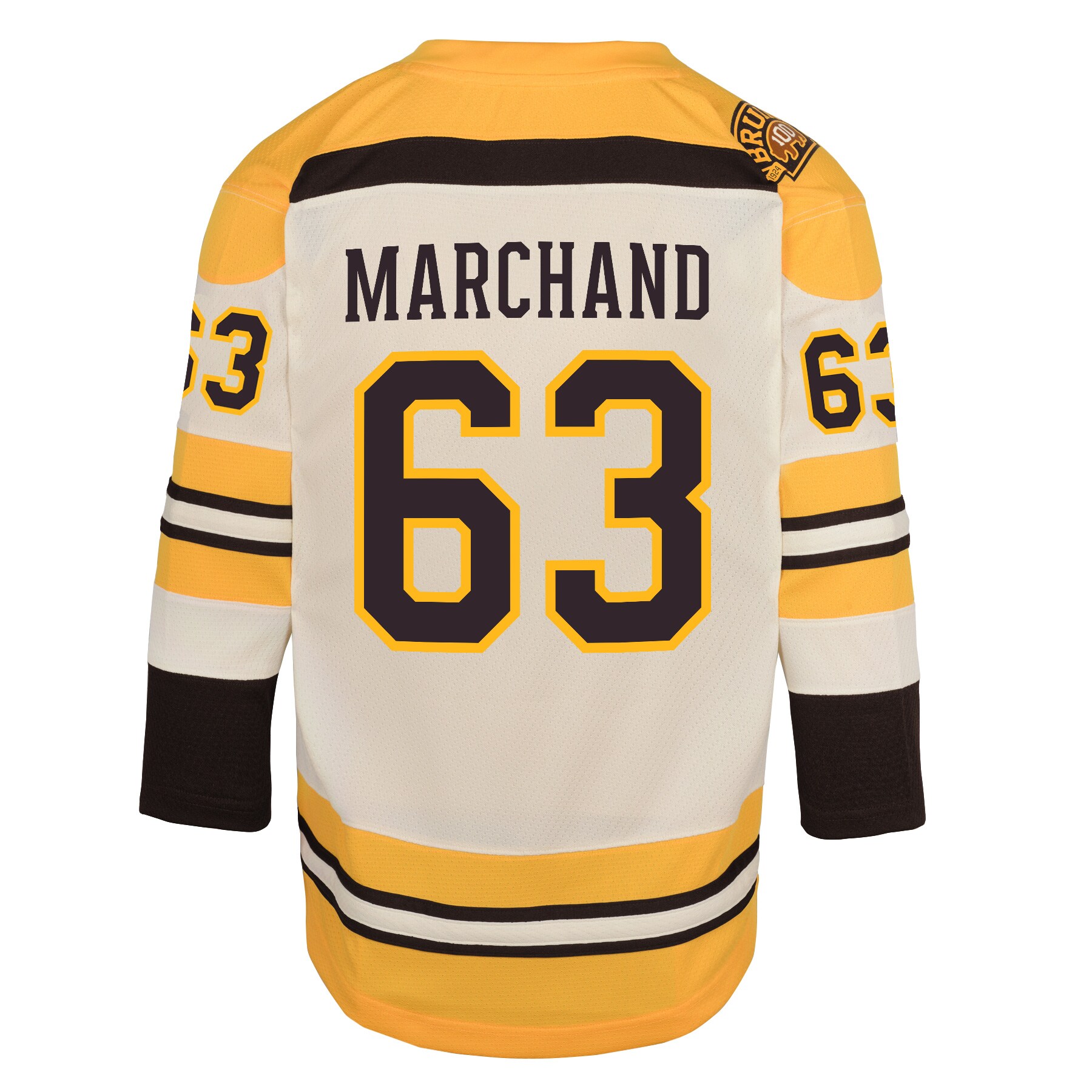 Brad Marchand Boston Bruins Youth 100th Anniversary Replica Player Jersey - Cream - vstockx