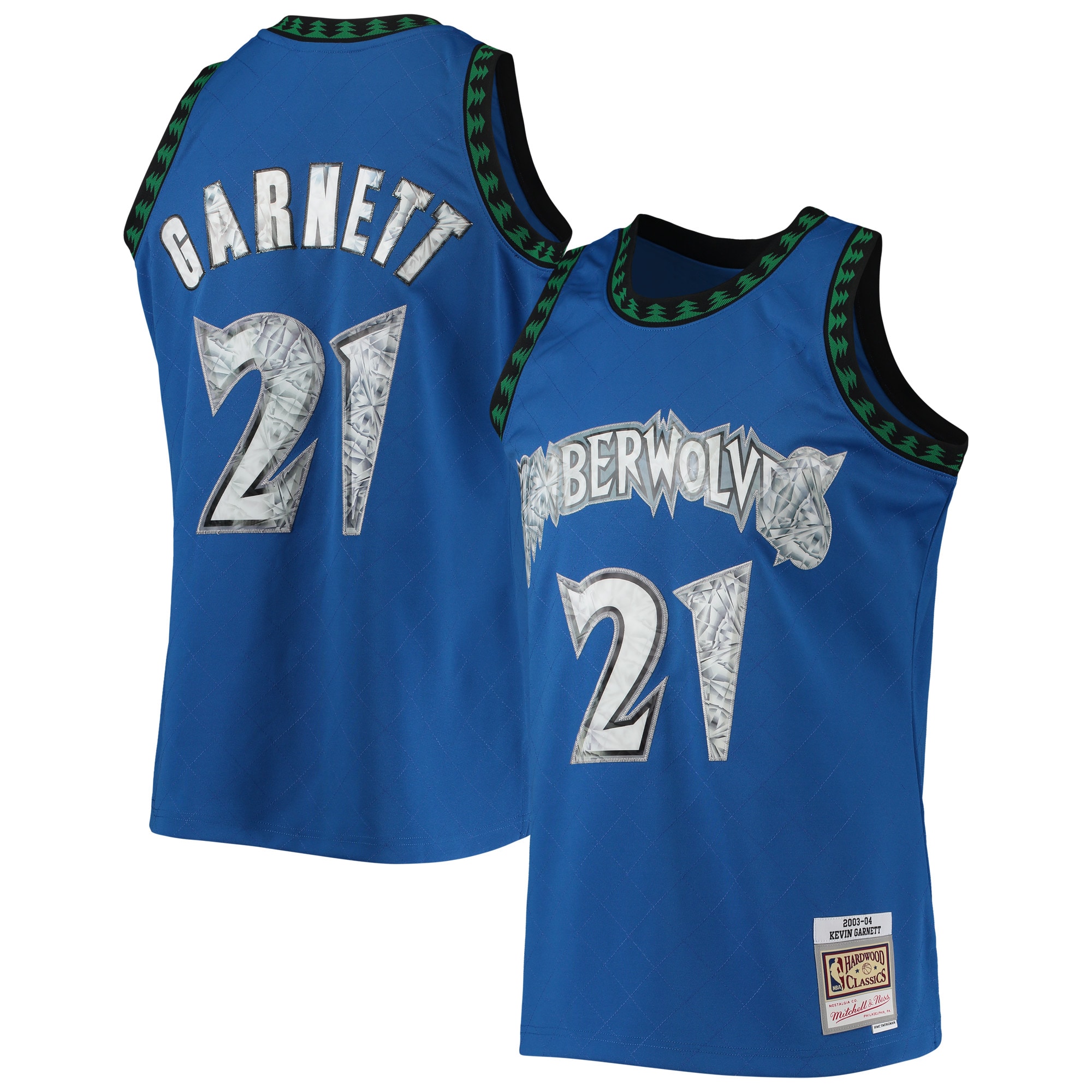 Kevin Garnett Minnesota Timberwolves Mitchell & Ness 1996-97 Hardwood Classics NBA 75th Anniversary Diamond Swingman Jersey - Blue - vstockx