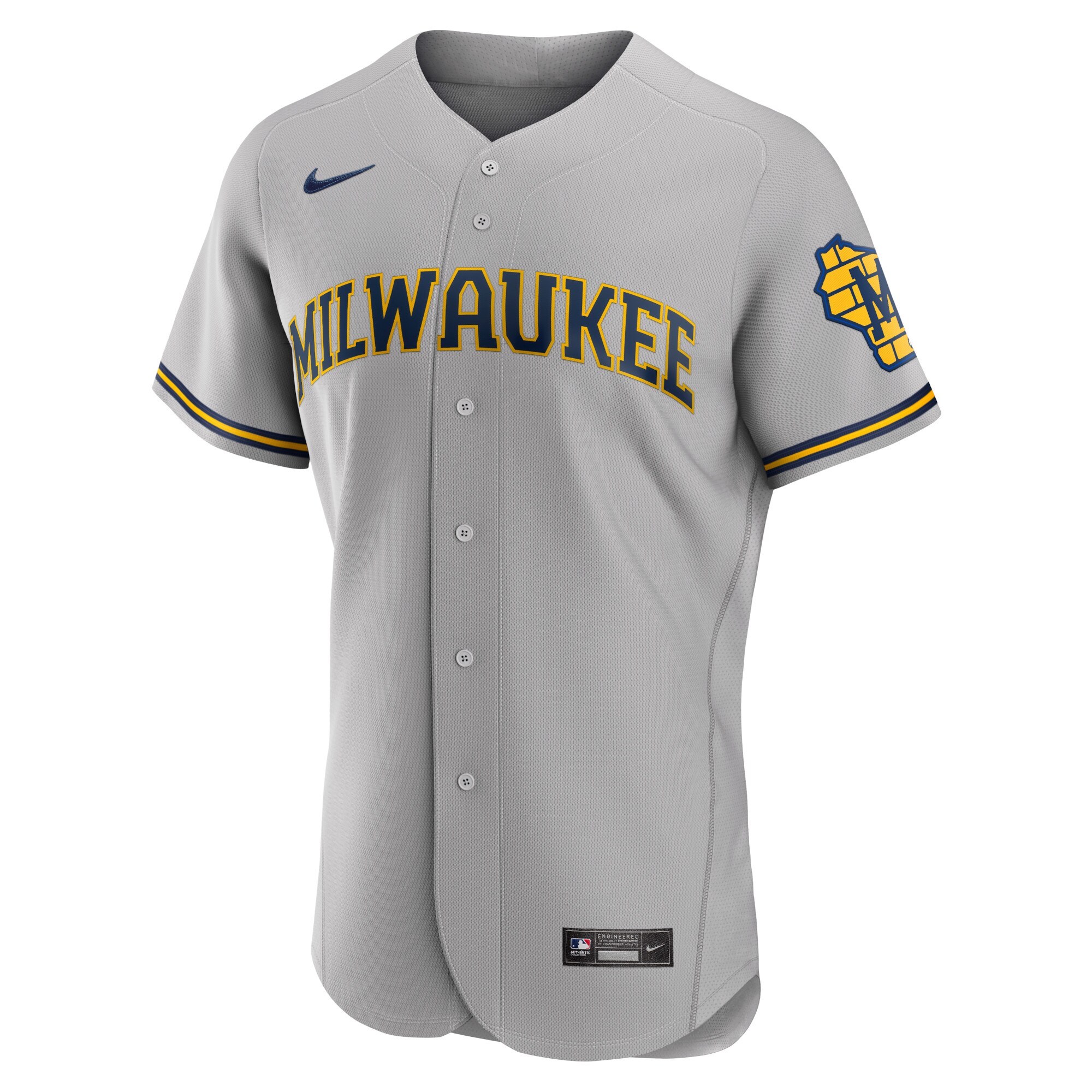 Christian Yelich Milwaukee Brewers Nike Road Authentic Player Logo Jersey - Gray - vstockx
