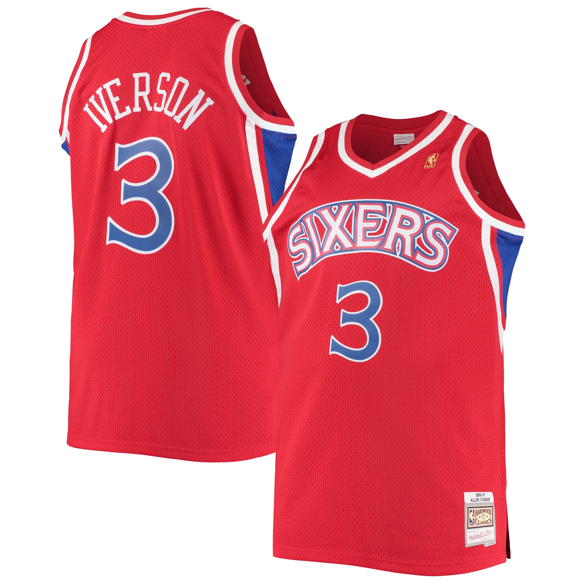 Allen Iverson Philadelphia 76ers Mitchell & Ness Big & Tall Hardwood Classics Swingman Player Jersey - Red - vstockx