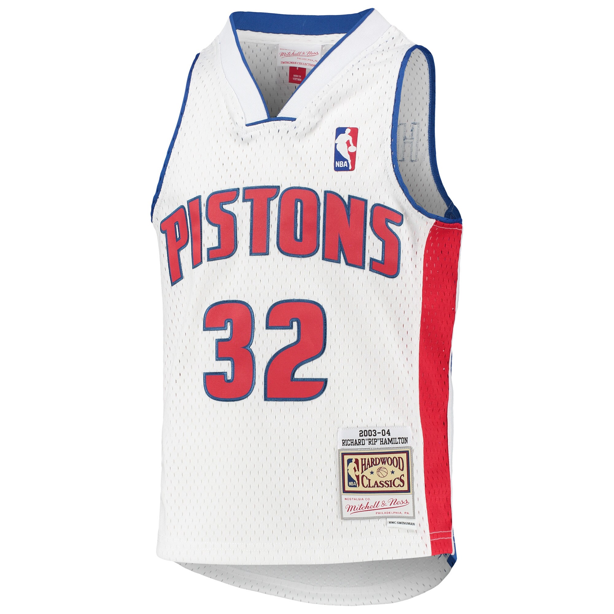 Richard Hamilton Detroit Pistons Mitchell & Ness Youth 2003/04 Hardwood Classics Swingman Jersey - White - vstockx