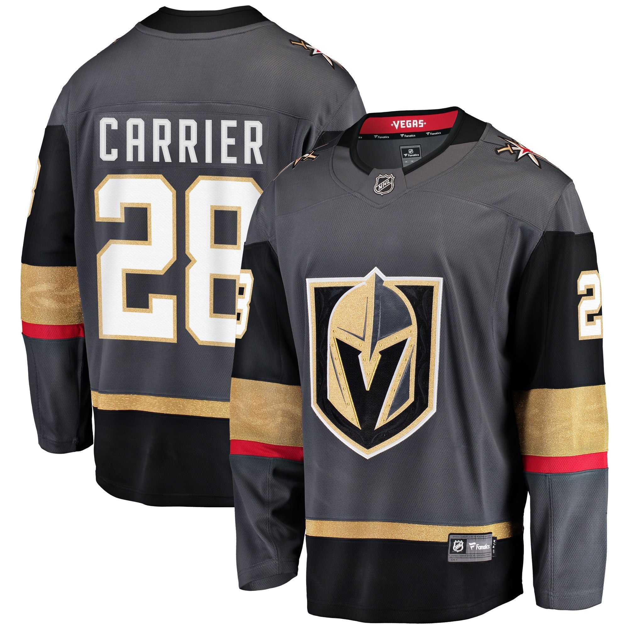 Men's William Carrier Gray Vegas Golden Knights Alternate Breakaway Player Jersey - vstockx