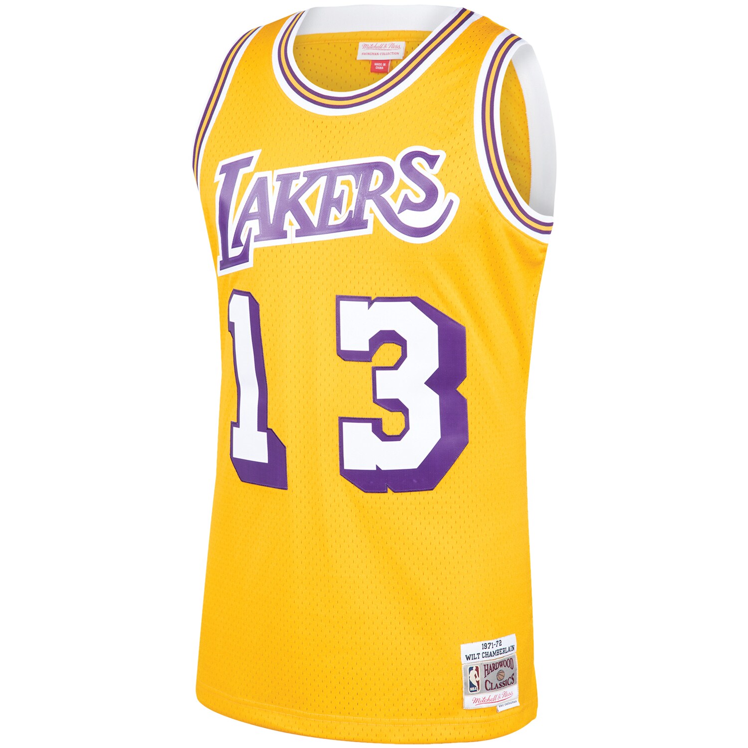 Wilt Chamberlain Los Angeles Lakers Mitchell & Ness Hardwood Classics Swingman Jersey - Gold - vstockx