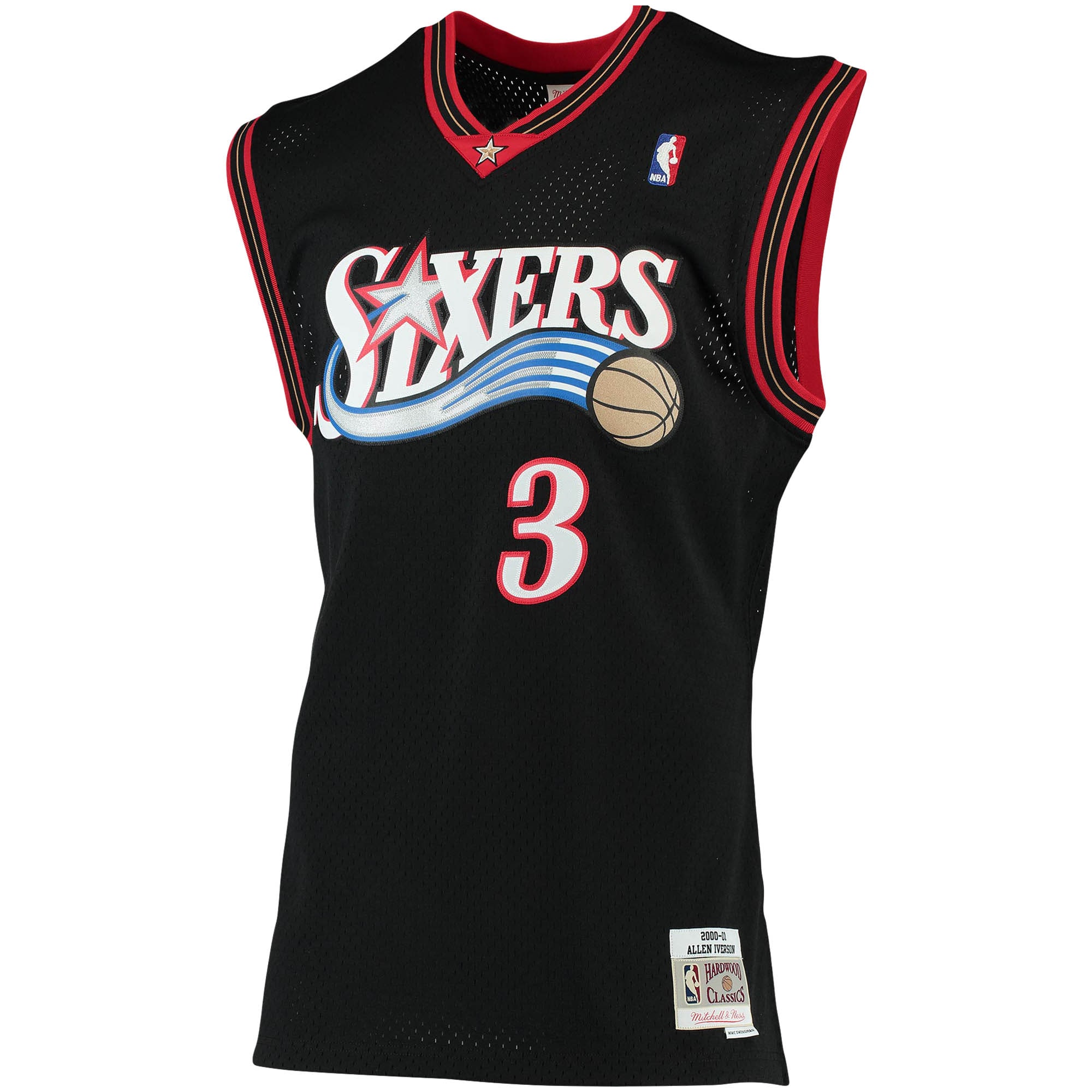 Allen Iverson Philadelphia 76ers Mitchell & Ness Big & Tall Hardwood Classics Jersey - Black - vstockx