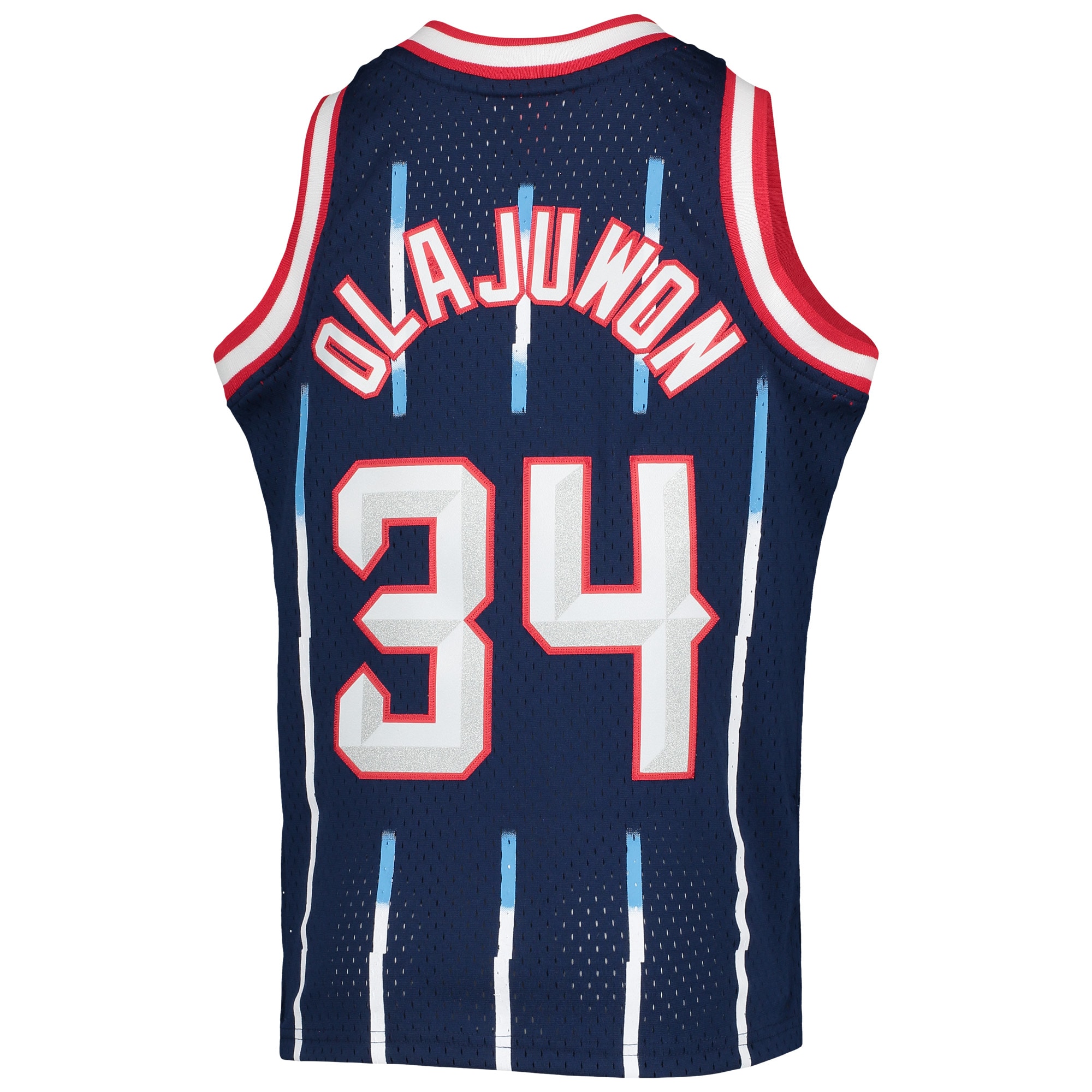 Hakeem Olajuwon Houston Rockets Mitchell & Ness Youth 1996-97 Hardwood Classics Swingman Jersey - Navy - vstockx