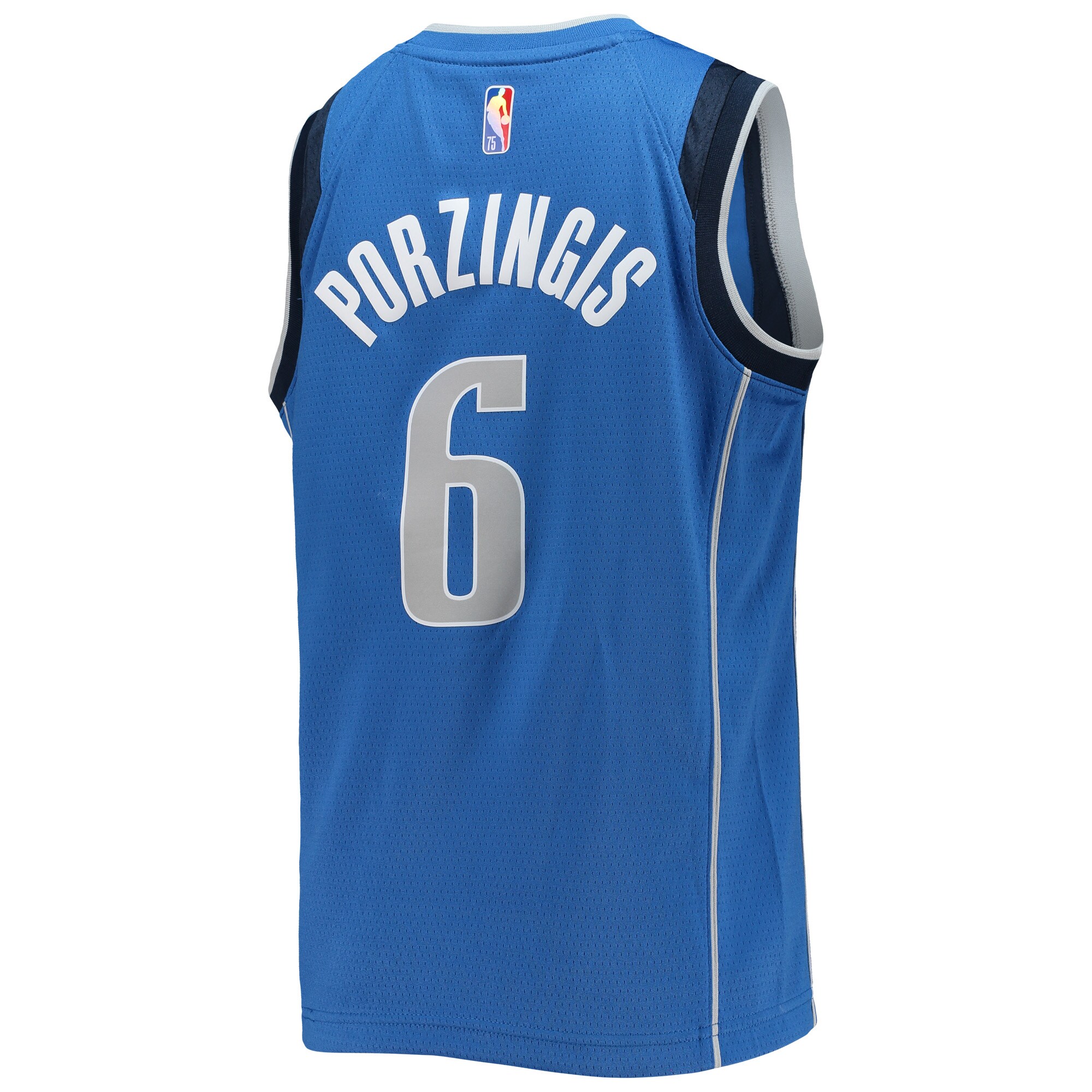 Kristaps Porzingis Dallas Mavericks Nike Youth 2021/22 Diamond Swingman Jersey - Icon Edition - Blue - vstockx