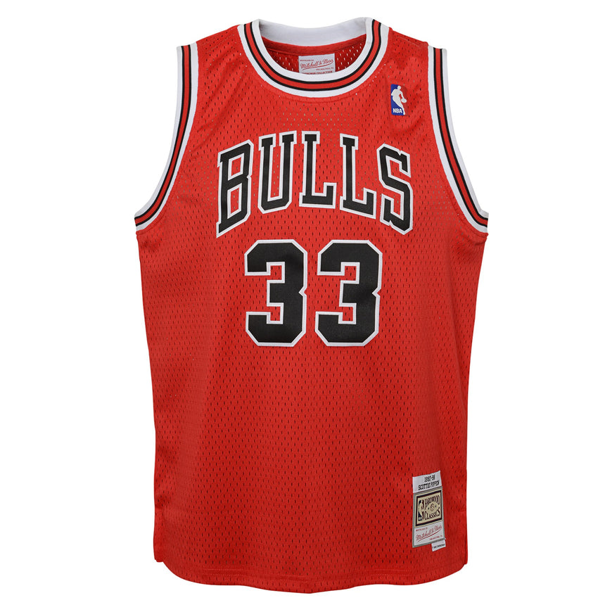 Youth Chicago Bulls Scottie Pippen Mitchell & Ness Red Hardwood Classics Swingman Jersey - vstockx