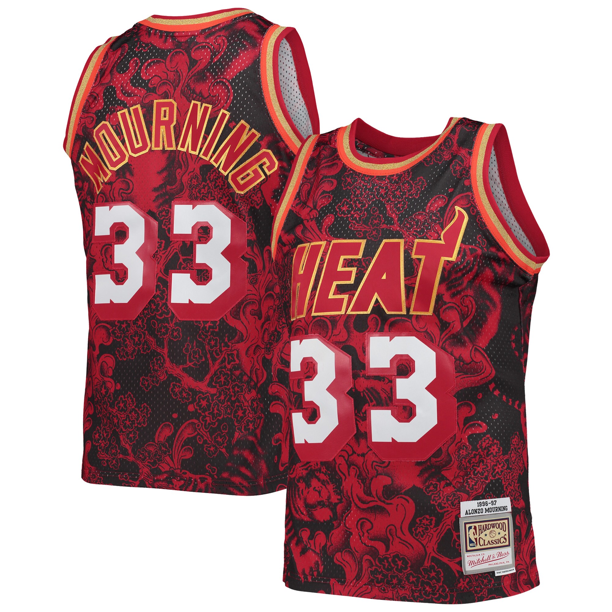 Alonzo Mourning Miami Heat Mitchell & Ness Hardwood Classics 1996/97 Lunar New Year Swingman Jersey - Red - vstockx