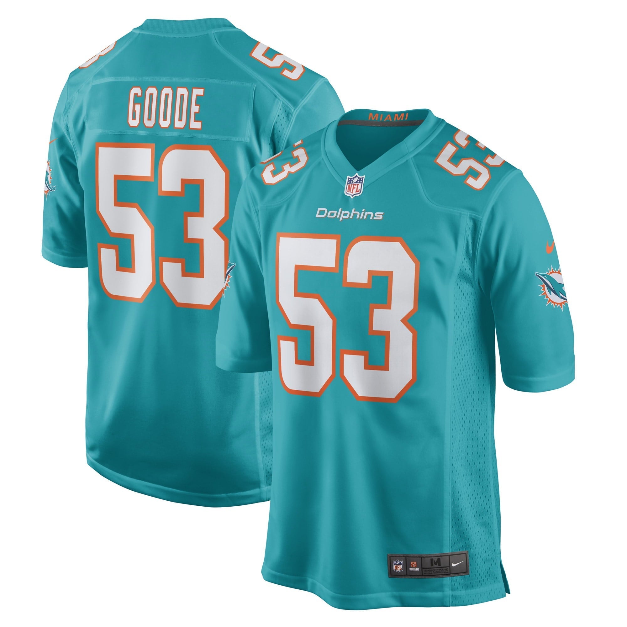 Men's Nike Cameron Goode Aqua Miami Dolphins Game Player Jersey - vstockx