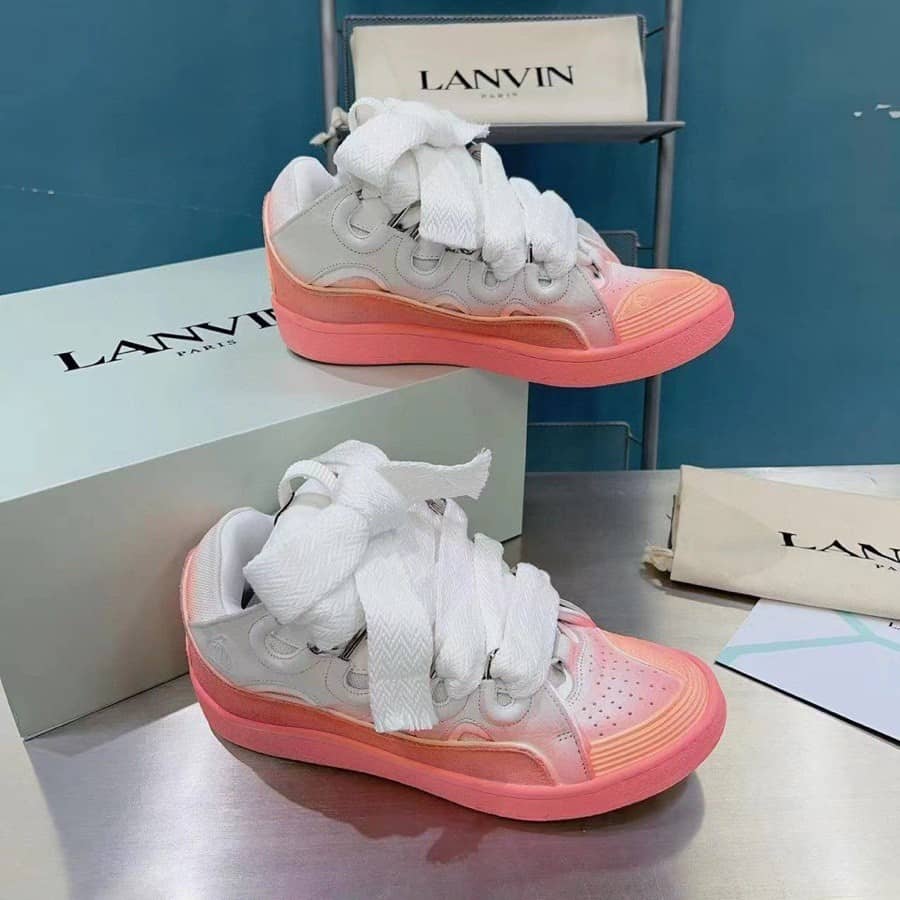 Lanvin Leather Curb sneakers Pink White - vstockx