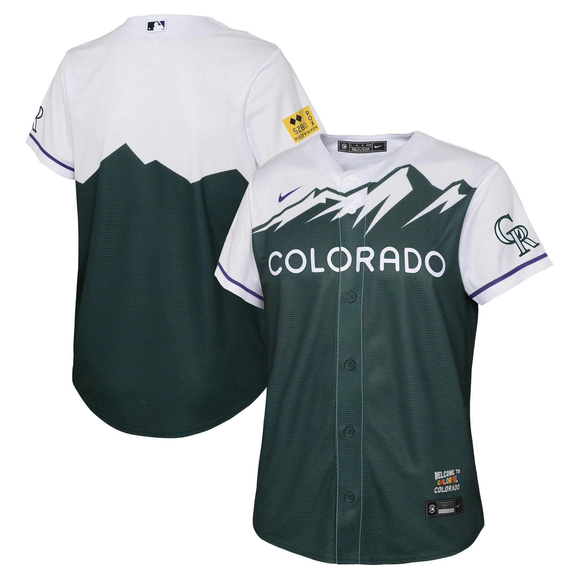 Youth Nike Green Colorado Rockies 2022 City Connect Replica Team Jersey - vstockx
